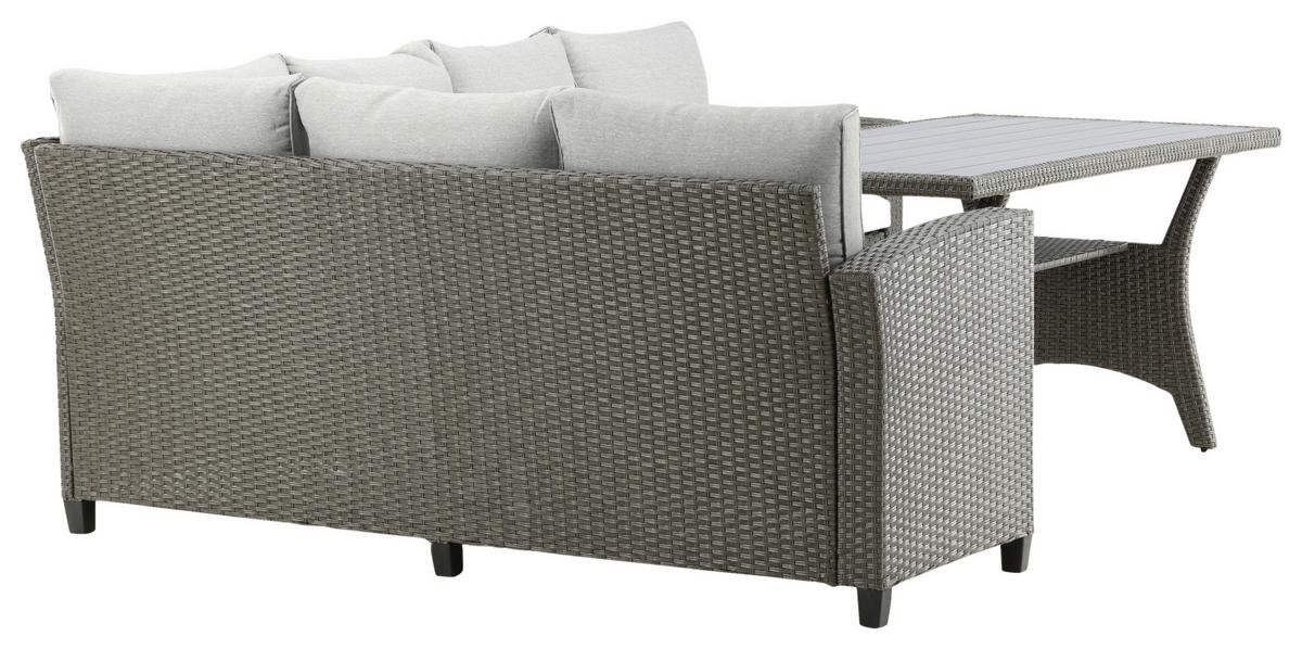 Loungegarnitur 3-Tlg Brentwood aus Kunststoff mit Kissen - Grau, KONVENTIONELL, Kunststoff - Gardenson