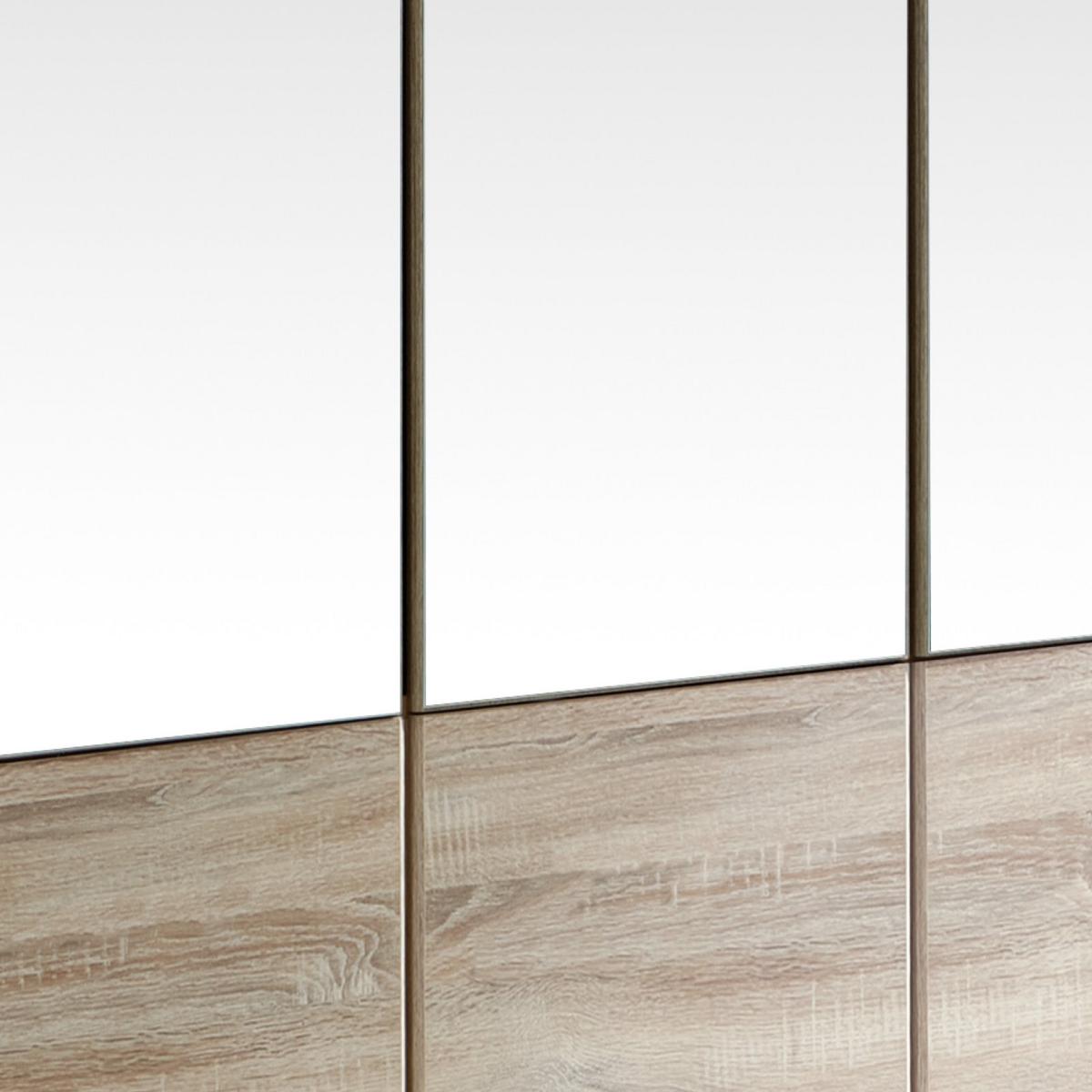 Drehtürenschrank Mit Spiegel 135cm Imago, Sägerau Dekor - Eichefarben, KONVENTIONELL, Glas/Holzwerkstoff (135/199/58cm) - MID.YOU