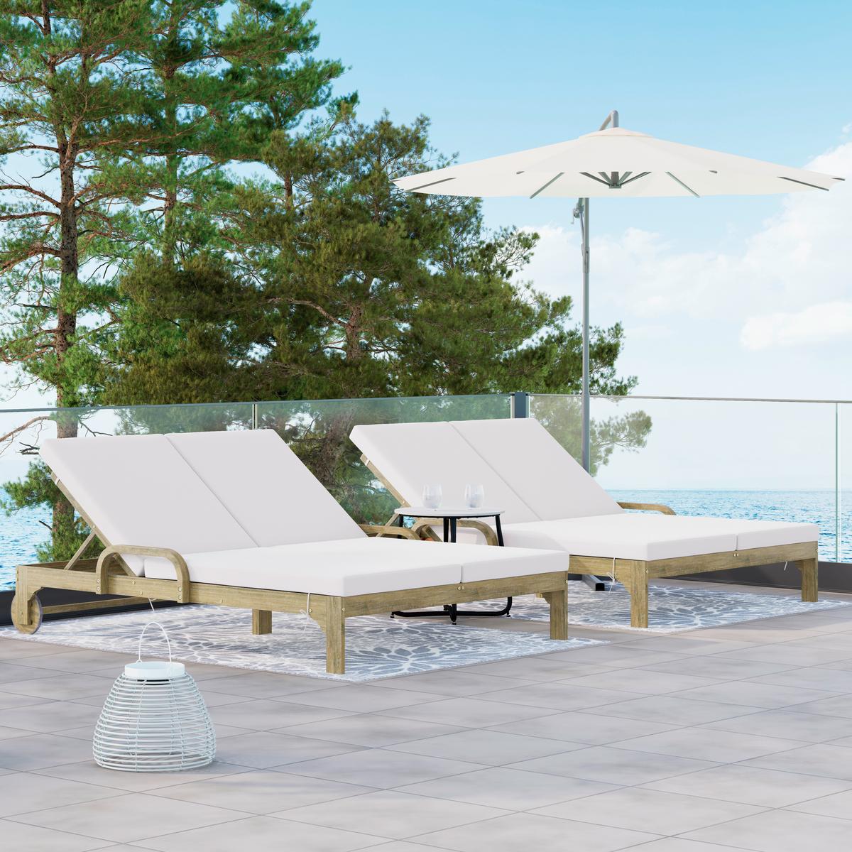 ZAHRADNÍ LEHÁTKO ELJA - šedá/barvy akácie, Moderní, dřevo/textil (195/50/150cm) - Bessagi Garden