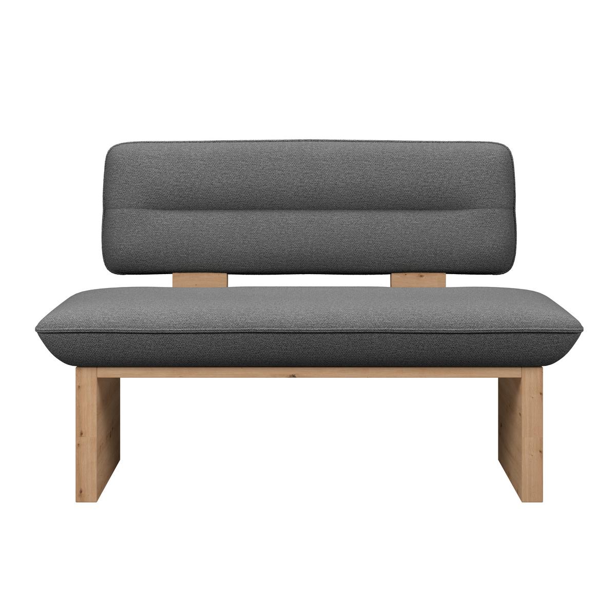 Sitzbank Beluna II Webstoff anthrazit, B: 160cm - Eichefarben/Anthrazit, KONVENTIONELL, Holzwerkstoff/Textil (160/87/67cm) - James Wood