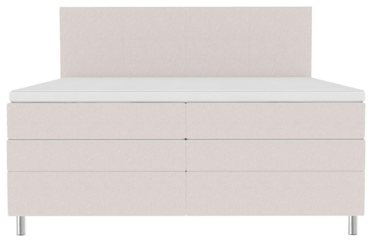 Boxspringbett mit Topper und Bettkasten 180x200 cm Messina - Chromfarben/Creme, KONVENTIONELL, Textil (180/200cm)