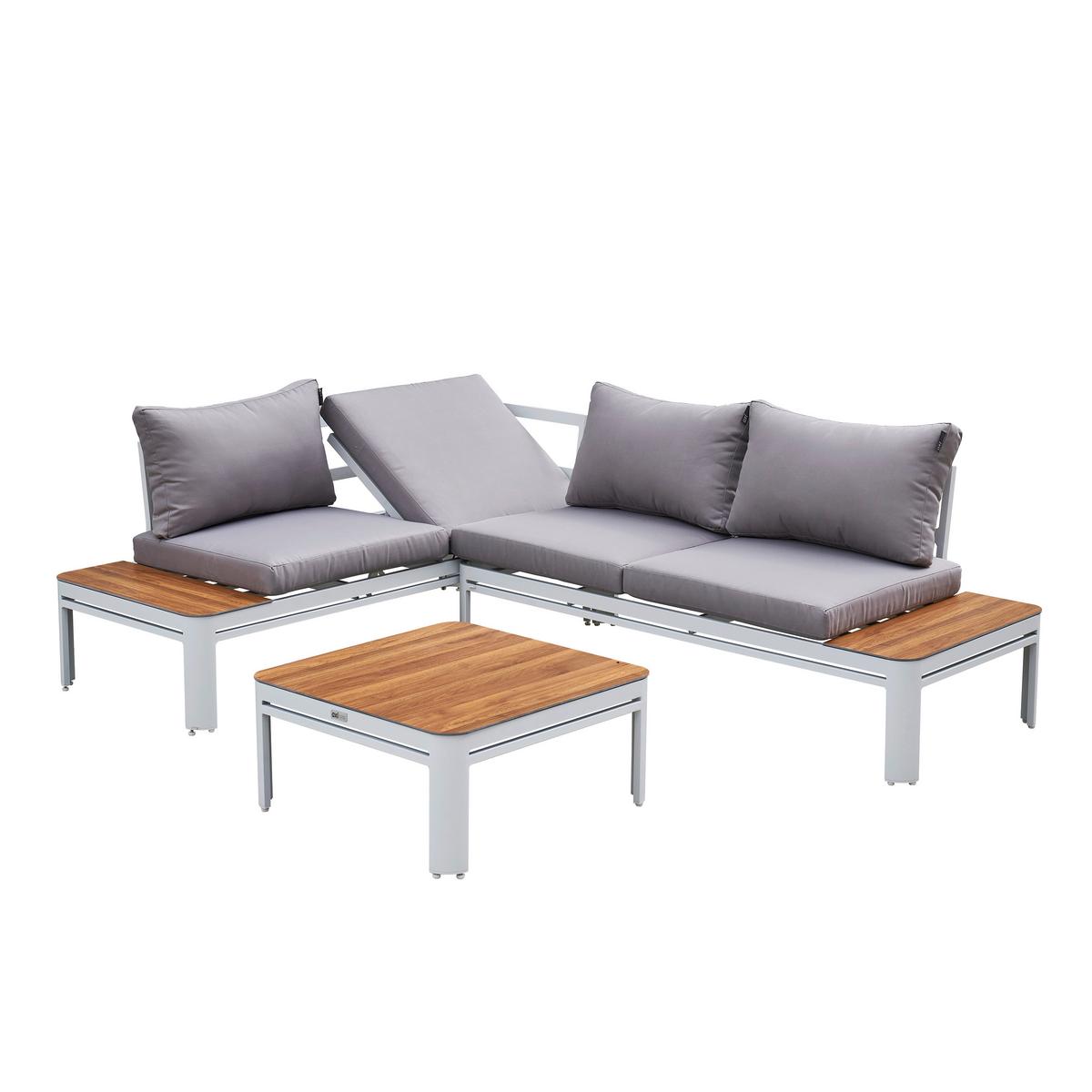 Dining-Loungeset Eos - Eichefarben/Braun, Basics, Metall (226/157/65cm) - Ambia Garden