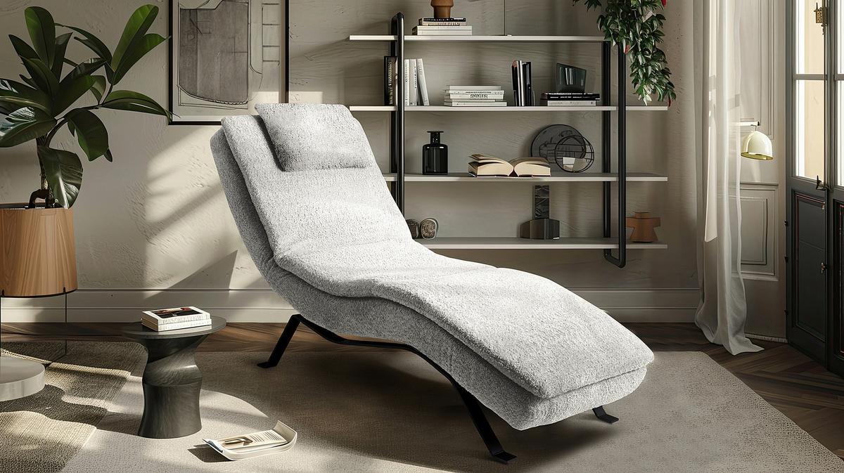 Relaxliege Black Hellgrau, B: 65cm - Hellgrau/Schwarz, Design, Leder (65/95/171cm) - Celina Home