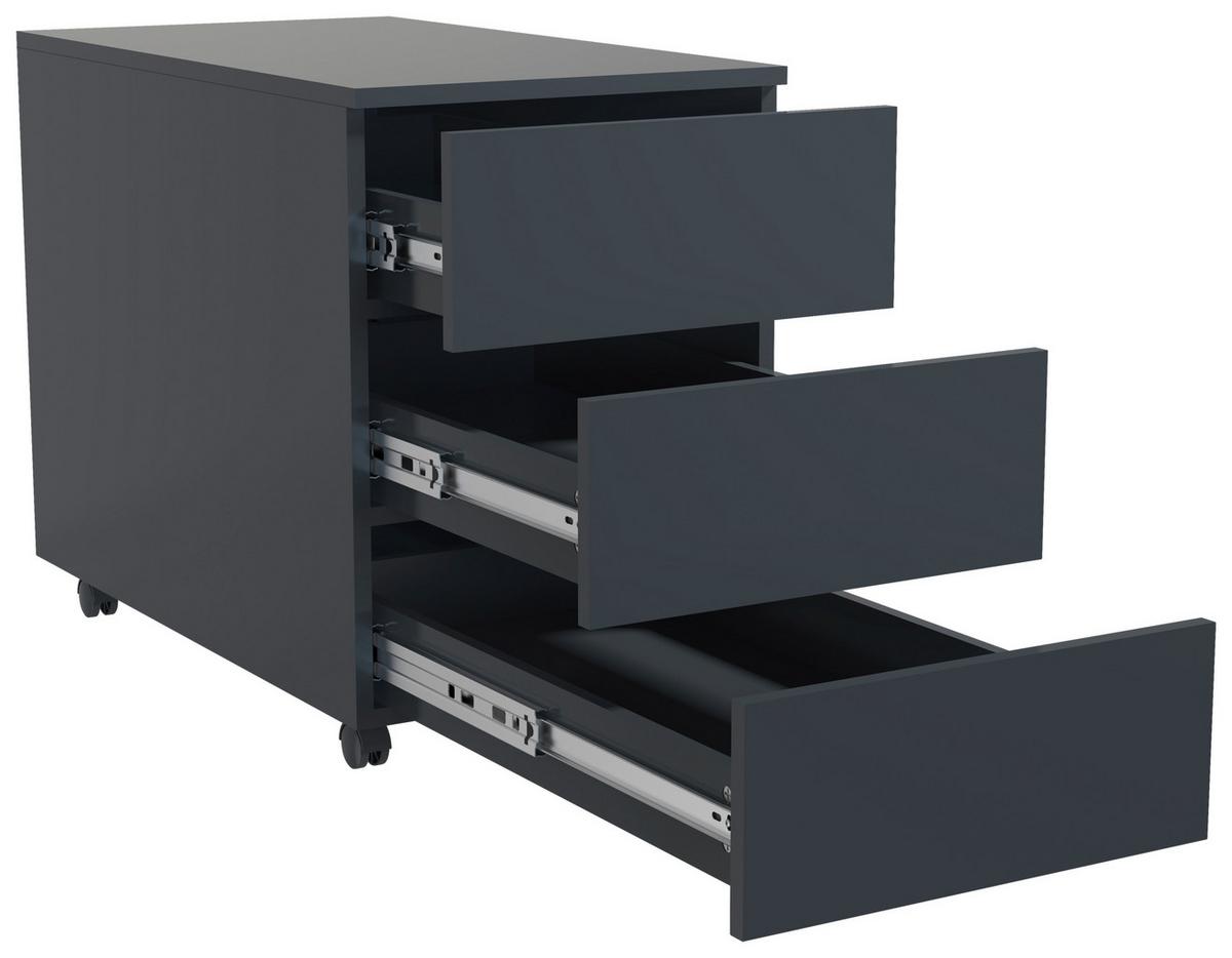 Rollcontainer Anthrazit Dalosa 39x55x70 cm - Anthrazit, MODERN, Holzwerkstoff/Kunststoff (39/55/70cm) - MID.YOU