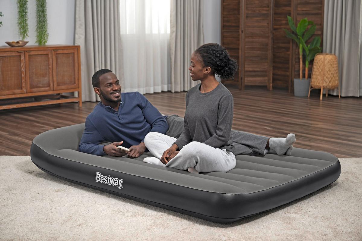 Luftbett Lisha 191x137x30 cm Bis 300kg, inkl. Pumpe - Dunkelgrau/Schwarz, KONVENTIONELL, Kunststoff/Metall (191/137/30cm) - Bestway