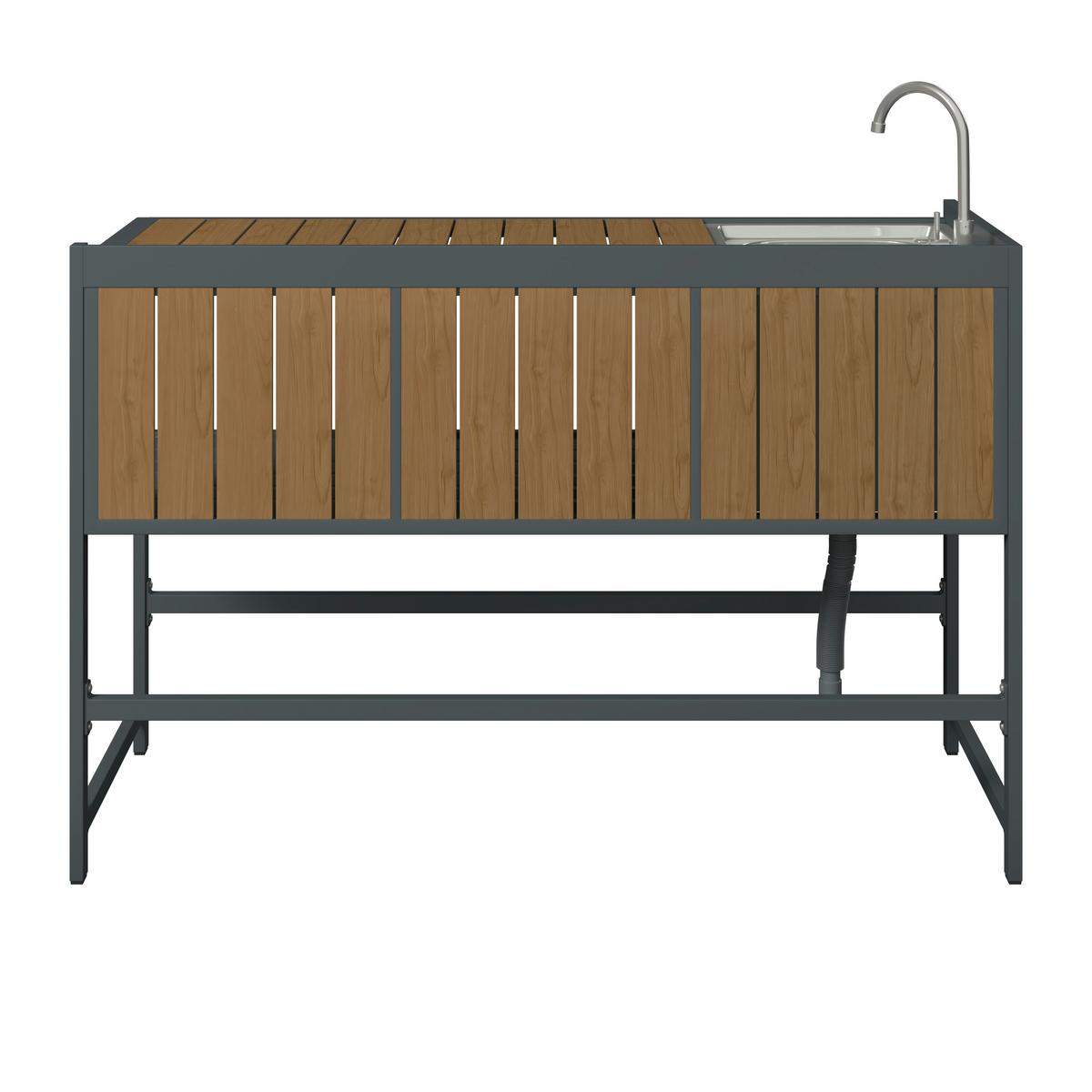 VENKOVNÍ KUCHYNĚ LEVI 2 - přírodní barvy/antracitová, Moderní, kov/plast (144cm)