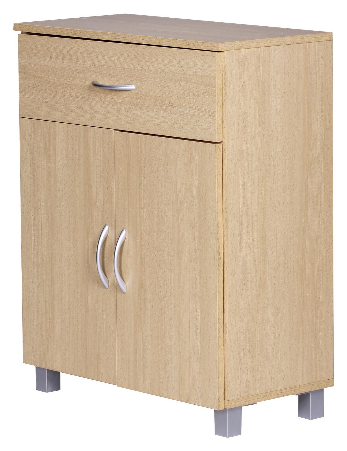 Komoda prírodná - farba buka/sivá, Konventionell, kompozitné drevo/plast (60/75/30cm) - MID.YOU