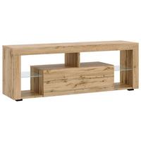 Lowboard Everest 140 - Eiche Wotan/Schwarz, Design, Glas/Holzwerkstoff (140/50,5/35cm) - Livetastic