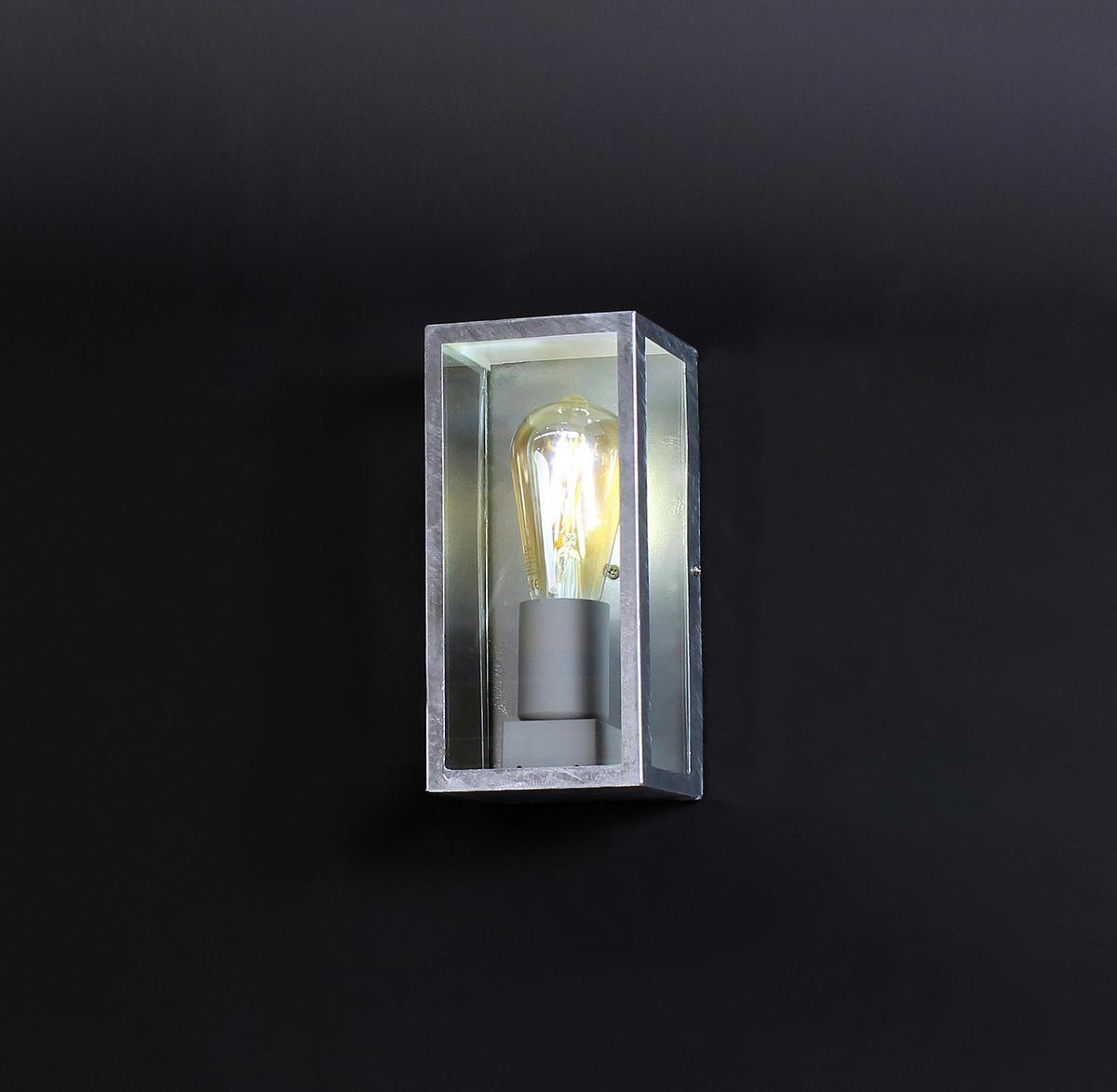 Außenwandleuchte Karo 60w Glas, Wandmontage - Klar/Zinkfarben, Basics, Glas/Metall (23,6/11/11cm)