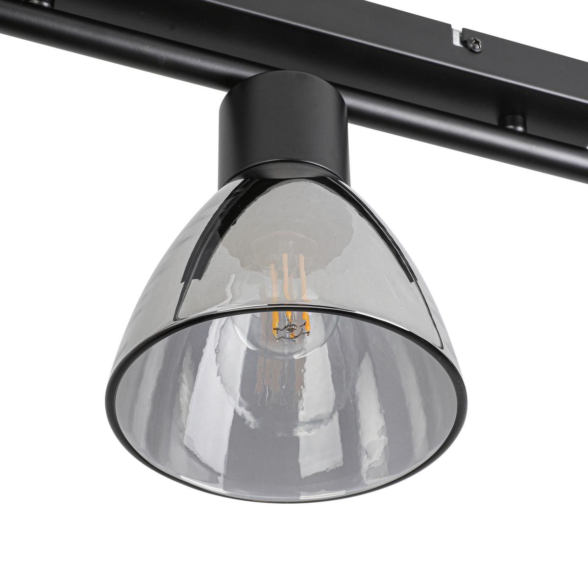 STROPNÍ SVÍTIDLO KOMOL - černá/průhledné, Moderní, kov/sklo (66/13/22cm) - Modern Living