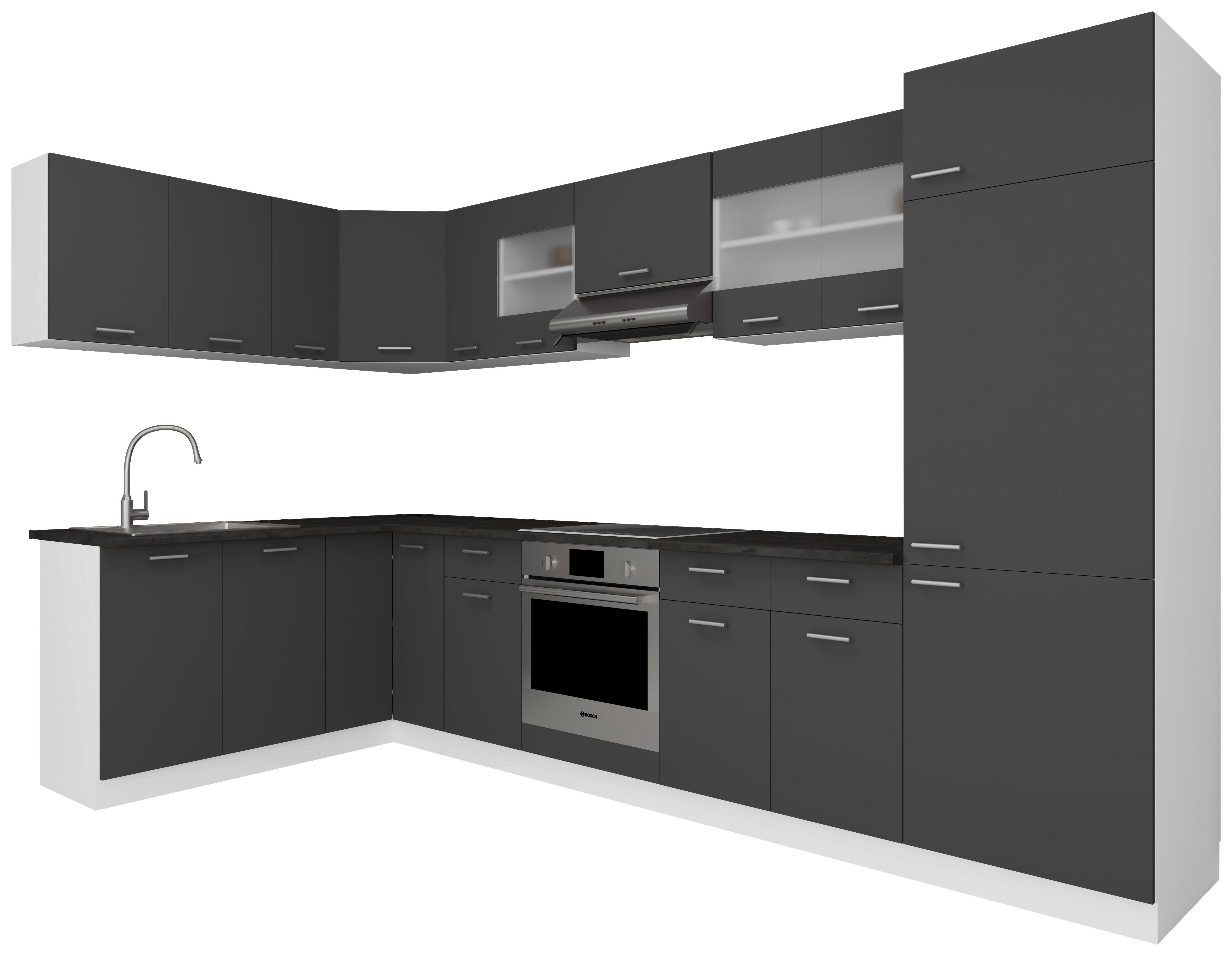 Eckküche Esilo 178x328 cm Anthrazit - Anthrazit/Weiß, KONVENTIONELL, Holzwerkstoff (178/328cm) - MID.YOU