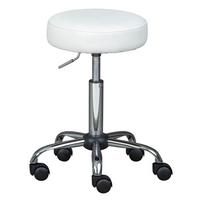 Drehhocker Asra Mit Hartbodenrollen, Weiß Bis 80kg - Chromfarben/Weiß, Basics, Kunststoff (33/50-66/33cm) - MID.YOU