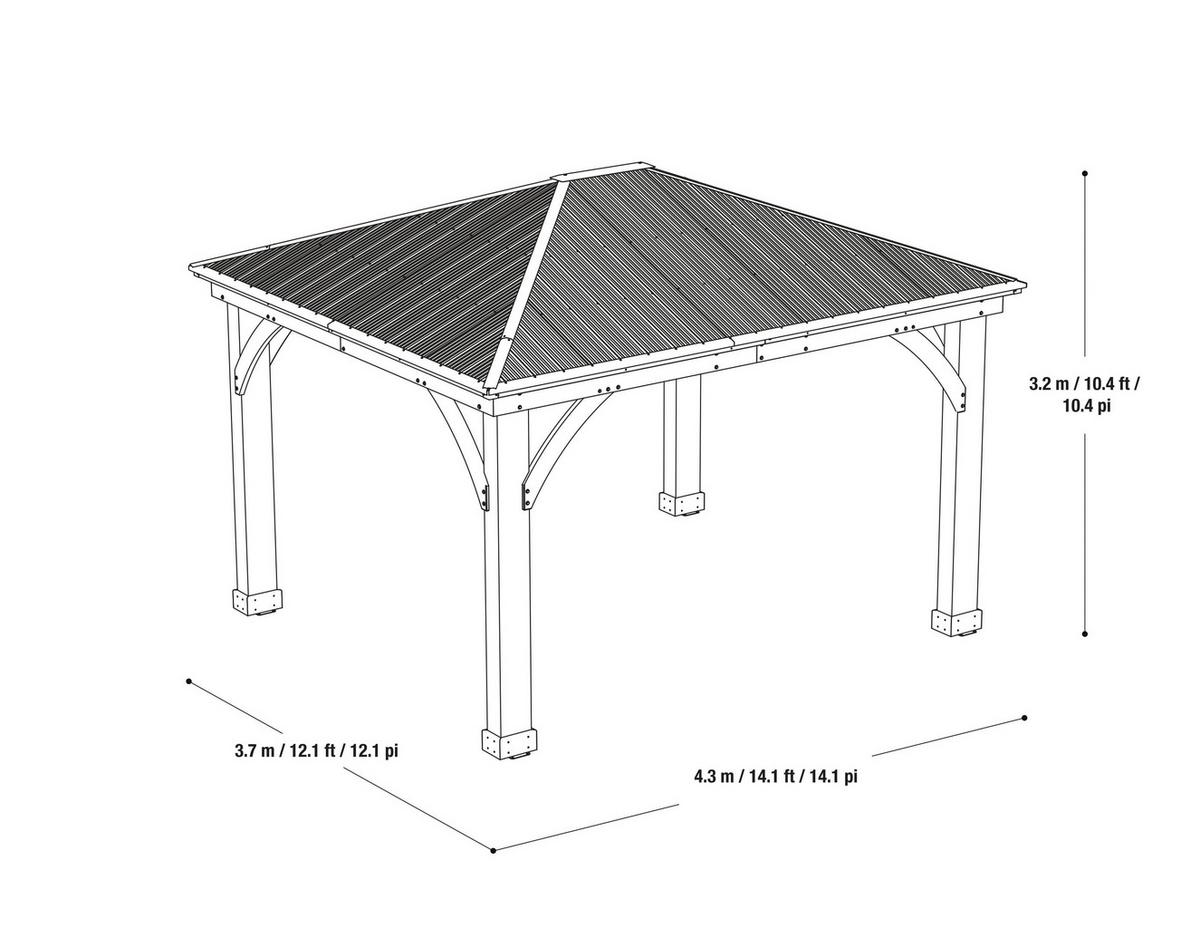 Pavillon Devon 427x365cm wetterfest - Bronzefarben/Mokka, Basics, Holz/Metall (427/317,5/365cm)