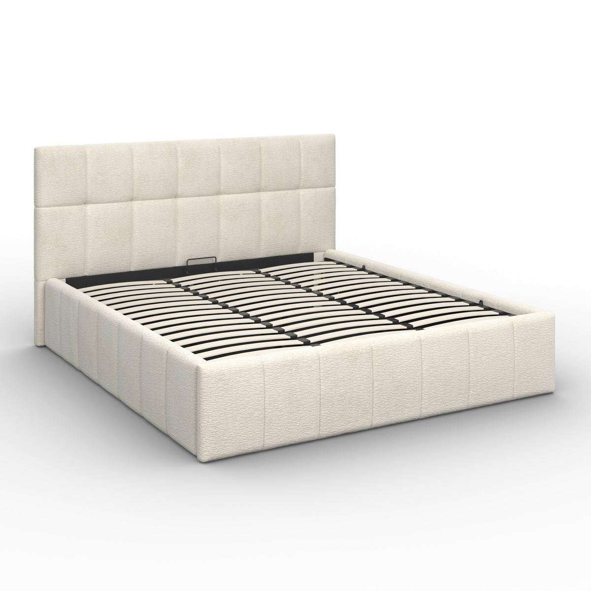 Čalouněná postel KAIA 180x200 cm, béžová - černá/přírodní barvy, Moderní, kov/dřevo (180/200cm) - Bessagi Home