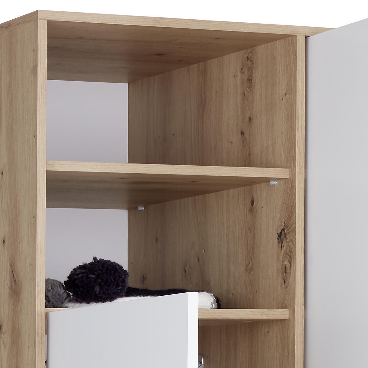 Kleiderschrank Mit Fächern 147cm Box, Weiß/eiche Dekor - Eichefarben/Weiß, MODERN, Holzwerkstoff (147/205/55cm) - Ondega