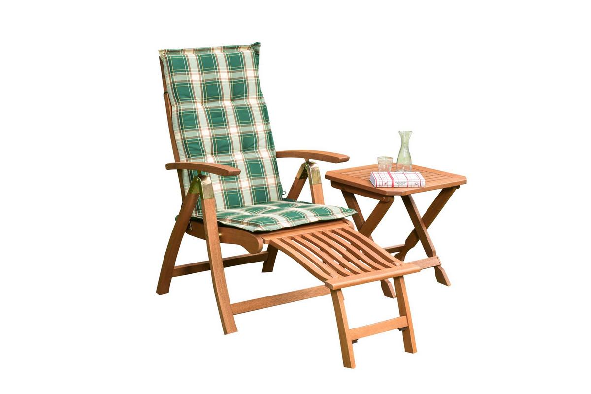 Gartensessel-Set Klappbar Comodoro Grün-Naturfarben - Naturfarben/Grün, ROMANTIK / LANDHAUS, Holz/Textil (49,5/43/48,5cm) - Gardenson