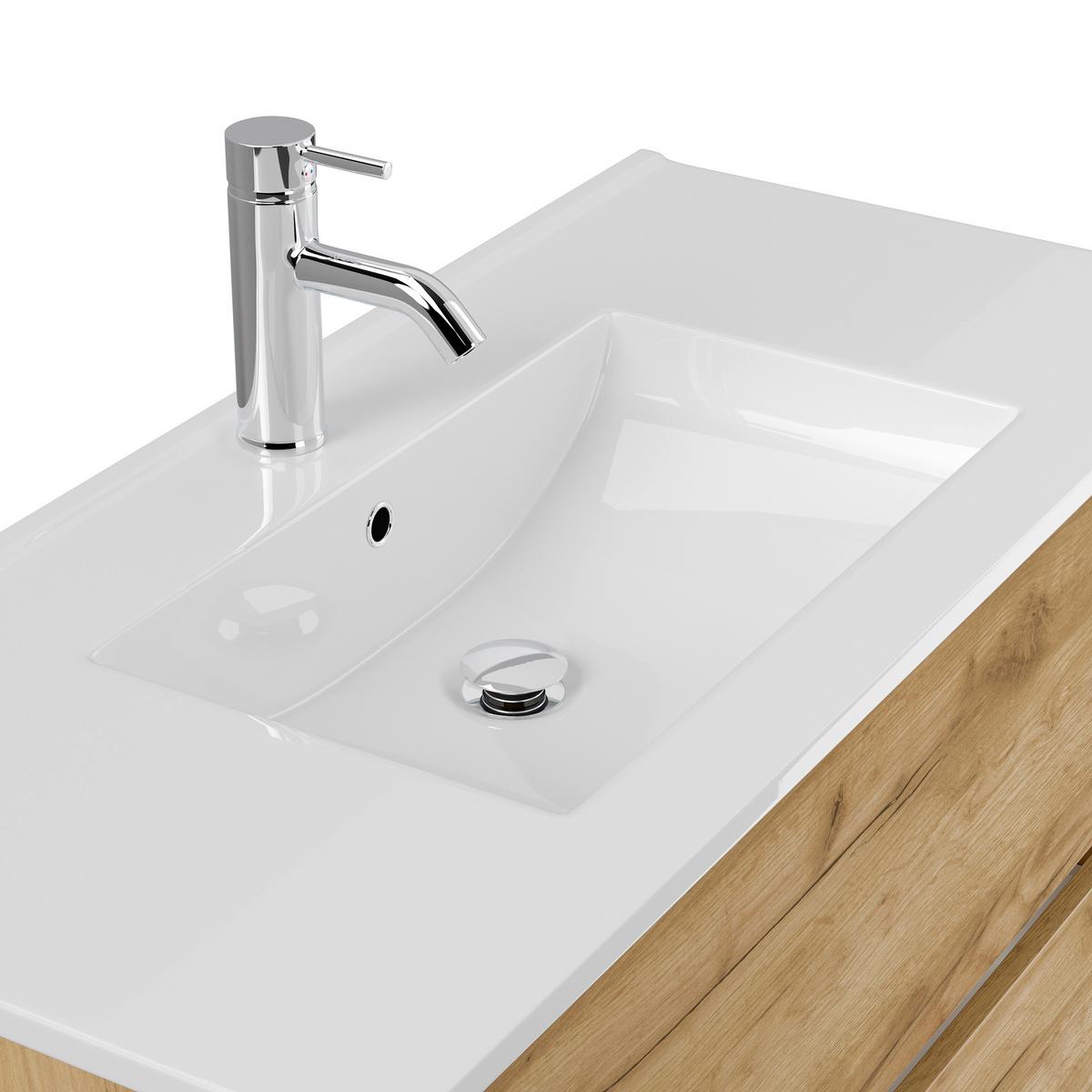 BADEZIMMER Limes, Eichefarben B: 100 cm - Eichefarben/Goldfarben, Basics, Keramik/Holzwerkstoff (100cm) - MID.YOU