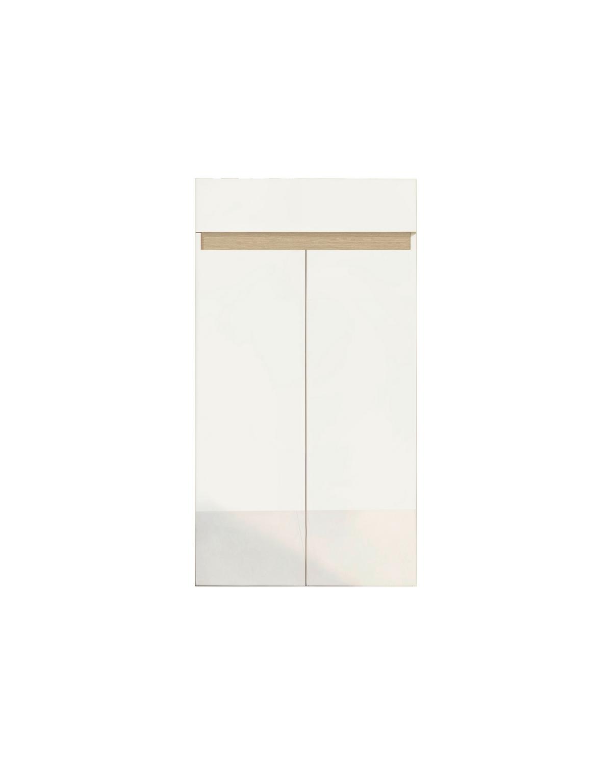 Schuhschrank Rainbow Eichefarben/weiß Hg B: 63 Cm - Eichefarben/Weiß Hochglanz, Design, Holzwerkstoff (63/114/35cm) - MID.YOU