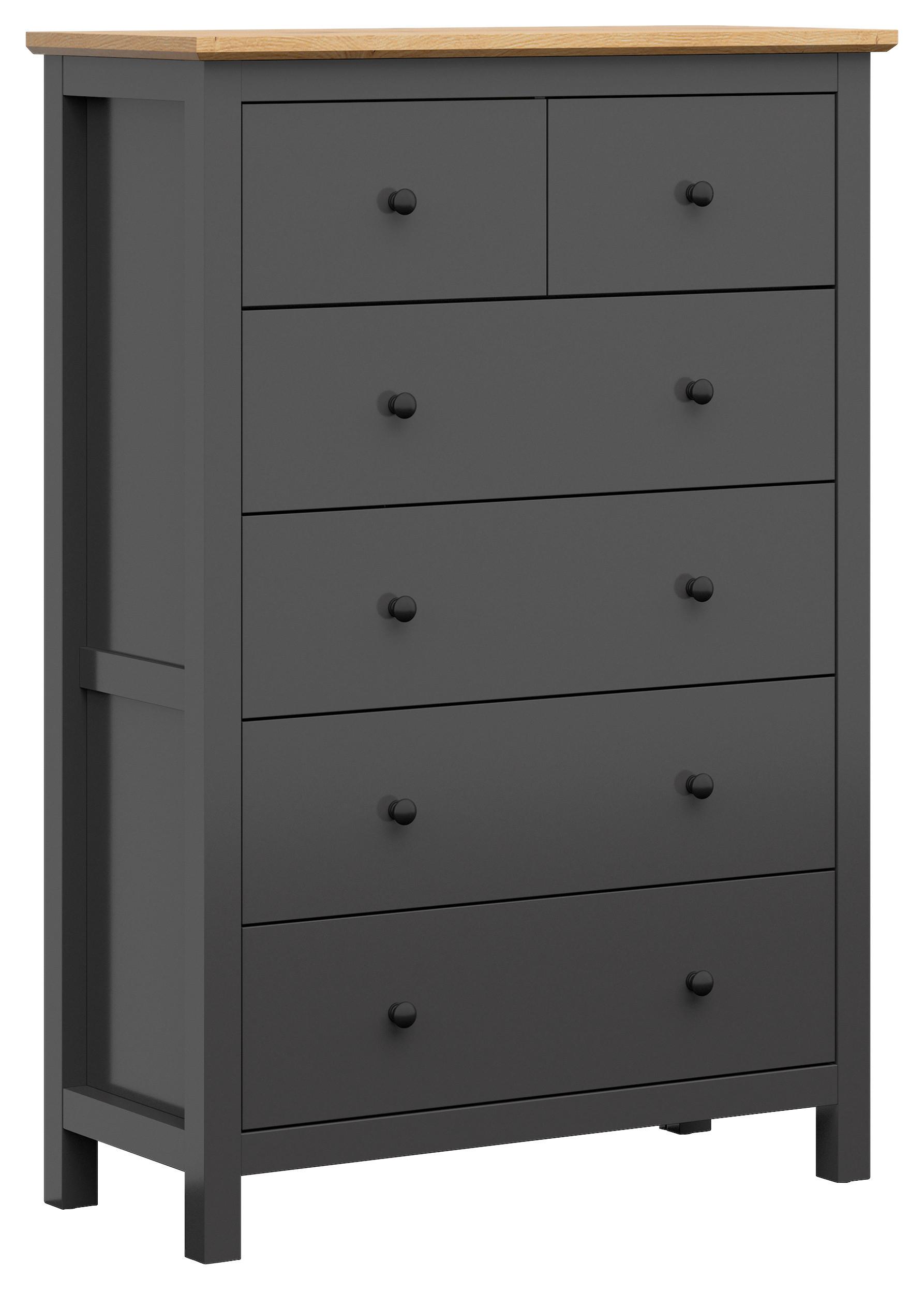 Kommode 101 cm Hesen Chest Of Drawers, Graphitfarben - Graphitfarben/Eiche Artisan, Design, Holzwerkstoff (101/145/44cm)