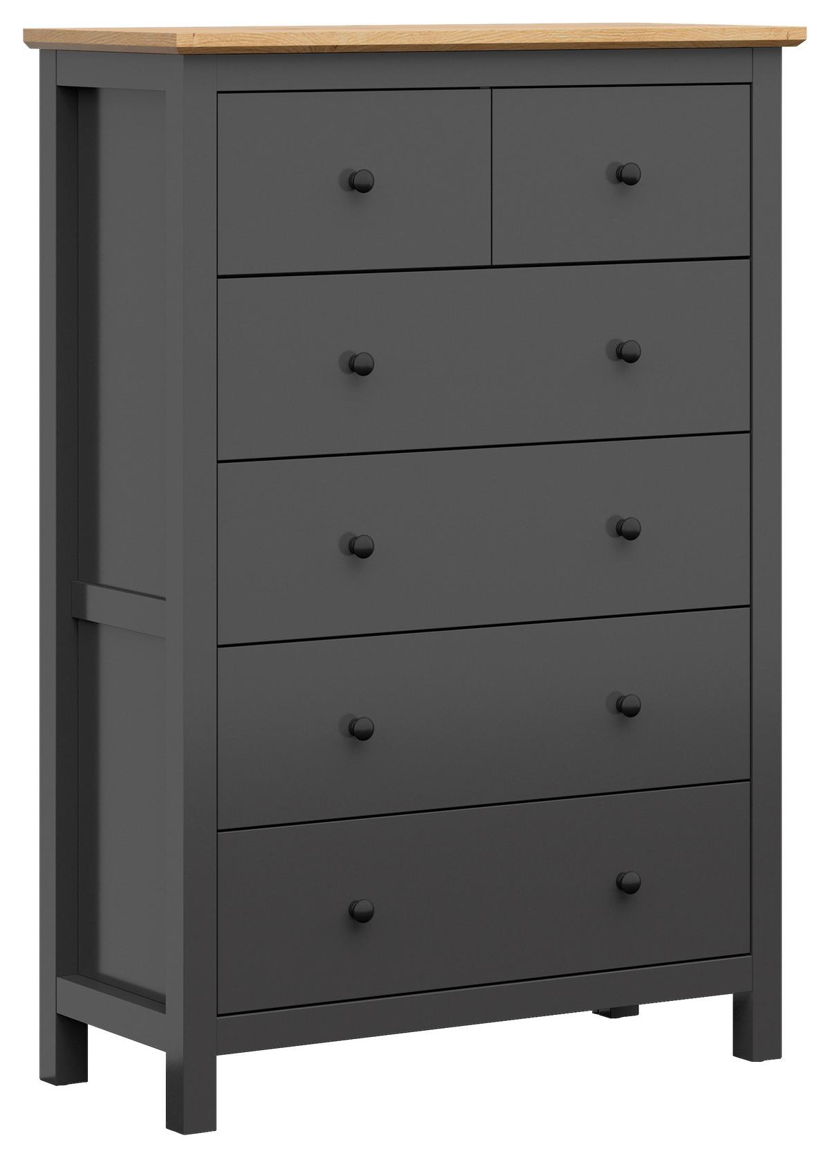 Kommode 101 cm Hesen Chest Of Drawers, Graphitfarben - Graphitfarben/Eiche Artisan, Design, Holzwerkstoff (101/145/44cm)