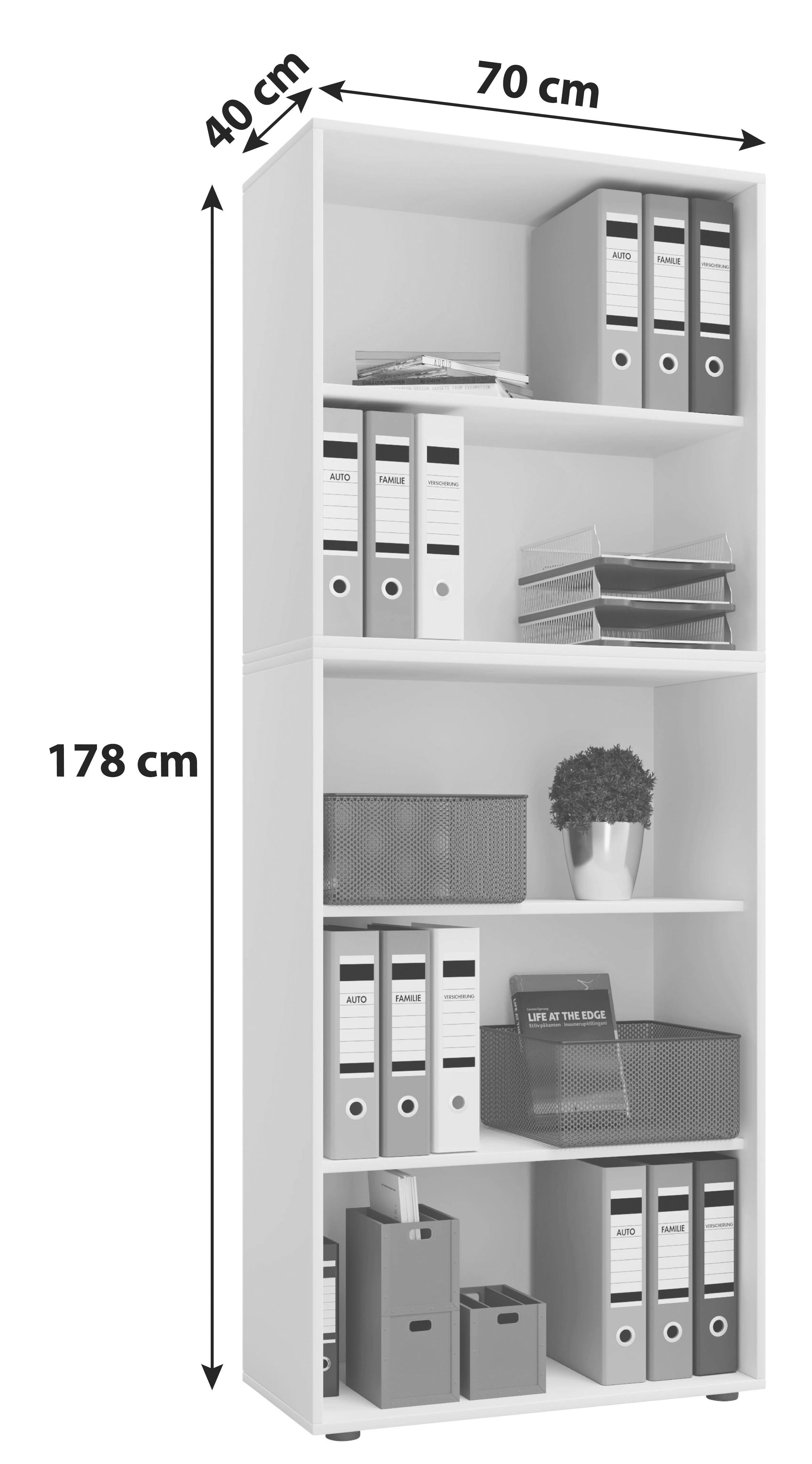 Aktenregal Lona XXL Grau B: 70 cm - Schwarz/Grau, Basics, Holzwerkstoff (70/178/37cm) - MID.YOU