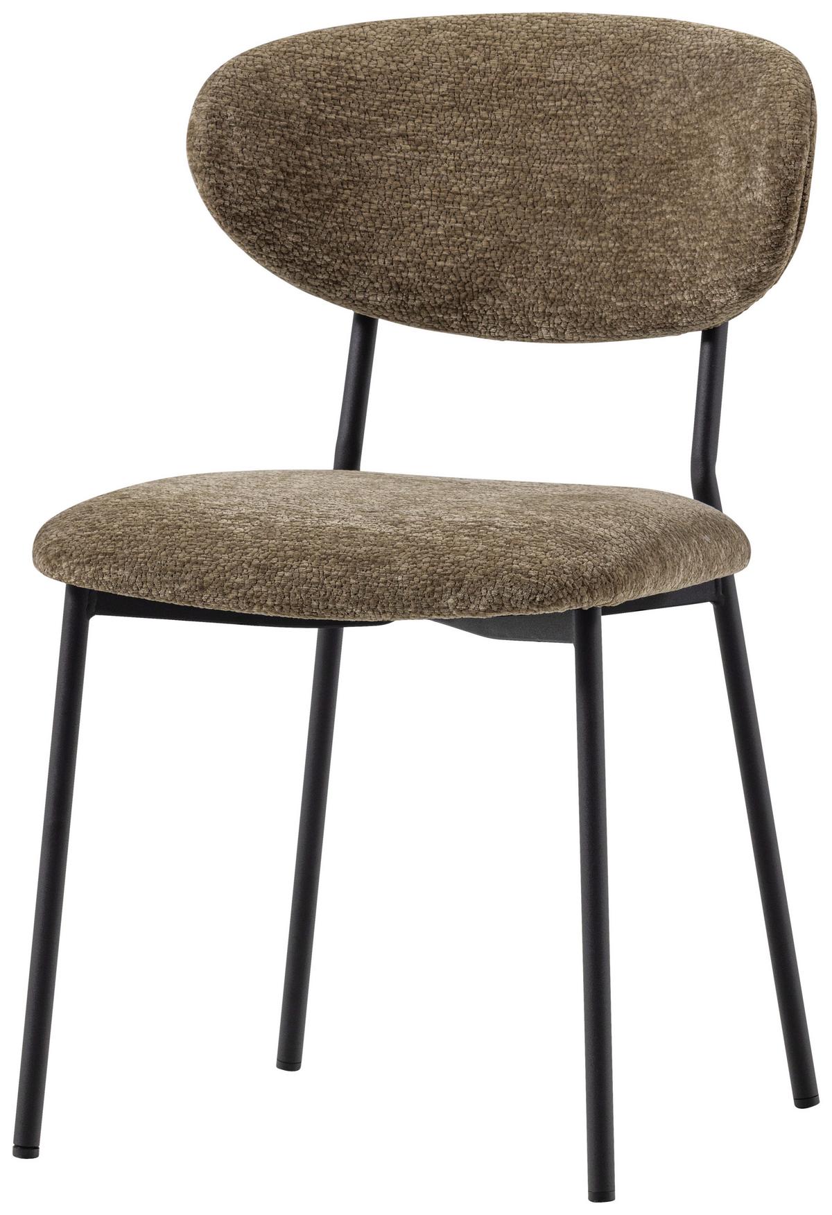 Stuhl-Set Klejd Braun B: 47cm - Schwarz/Braun, MODERN, Textil/Metall (47/79/53cm) - Livetastic