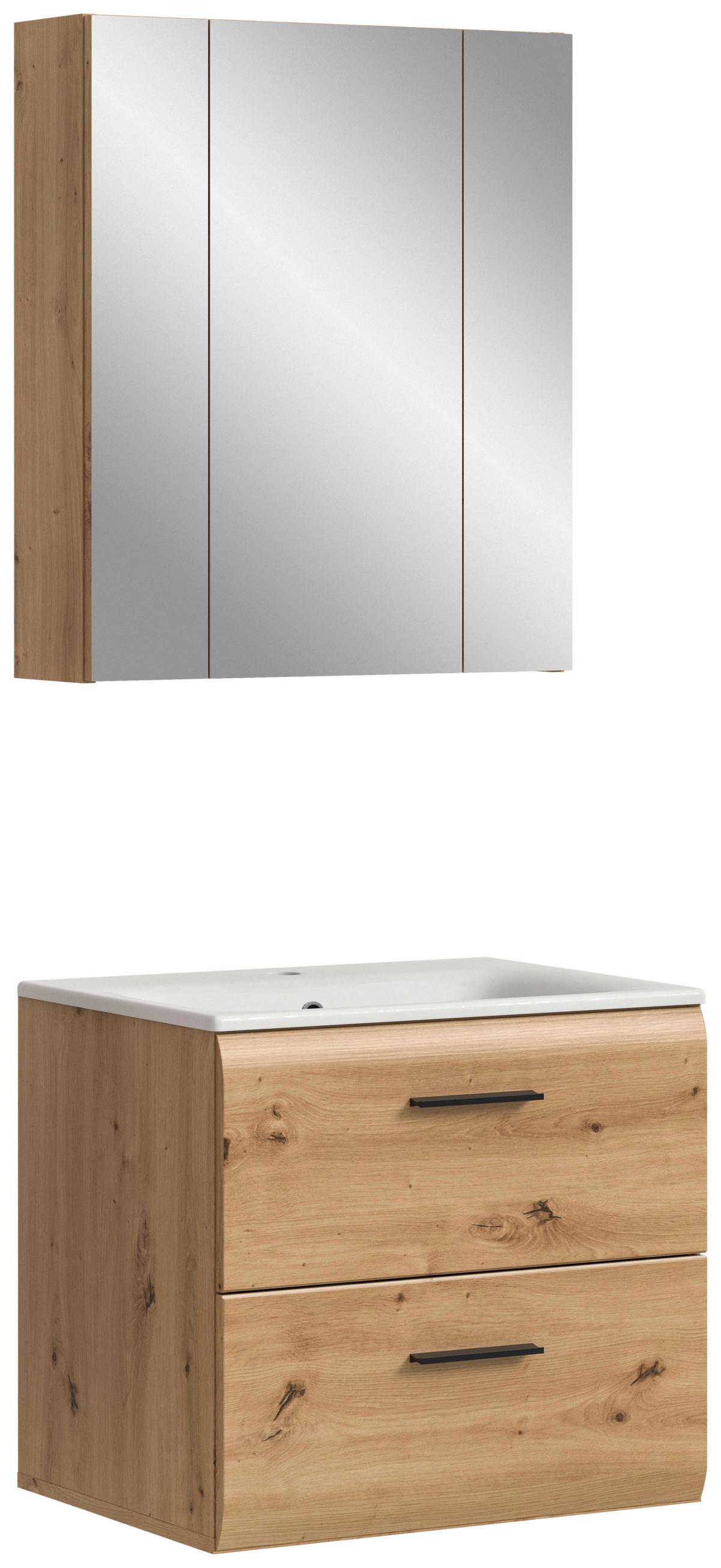 Badezimmer Ice Eiche Artisan Dekor B: 60cm - Eiche Artisan/Weiß, Basics, Keramik/Holzwerkstoff (60cm) - MID.YOU