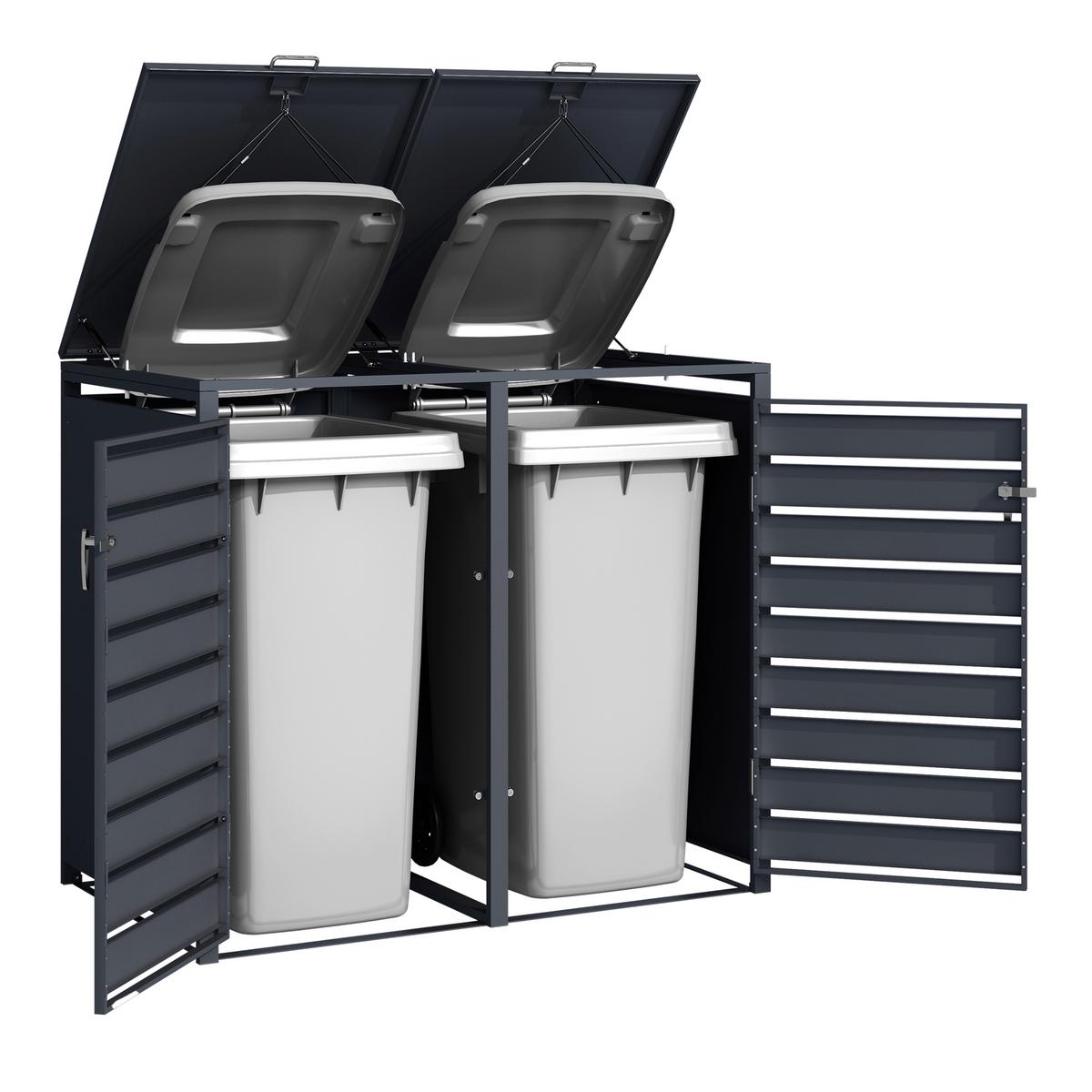Aufbewahrungsbox Lucas 2x240 Liter - Anthrazit, Basics, Metall (132/80/116cm) - Ambia Garden