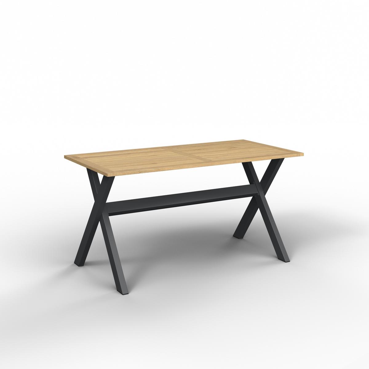 Terasová záhradní souprava MELINA - světle šedá/tmavě šedá, Moderní, kov/dřevo (272/79/84cm) - Bessagi Garden