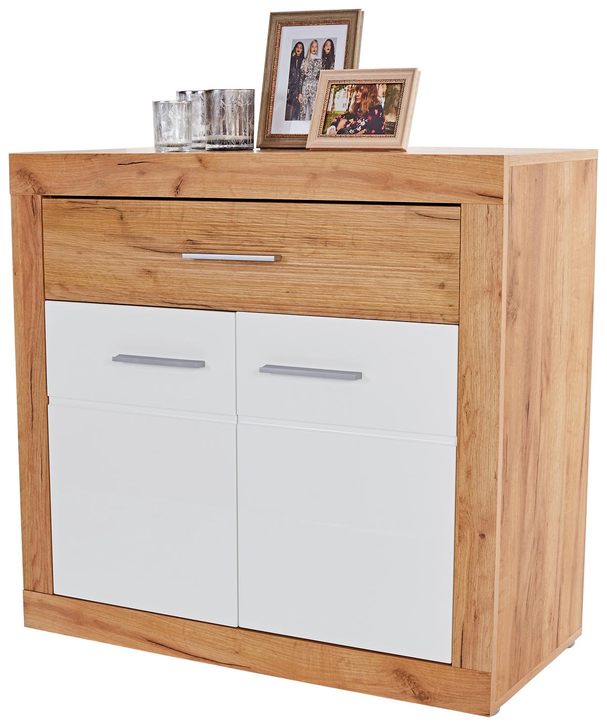 Komód Malta 97/86 Cm - tölgyfa színű/fehér, Modern, faalapú anyag (96,4/86/39,9cm)