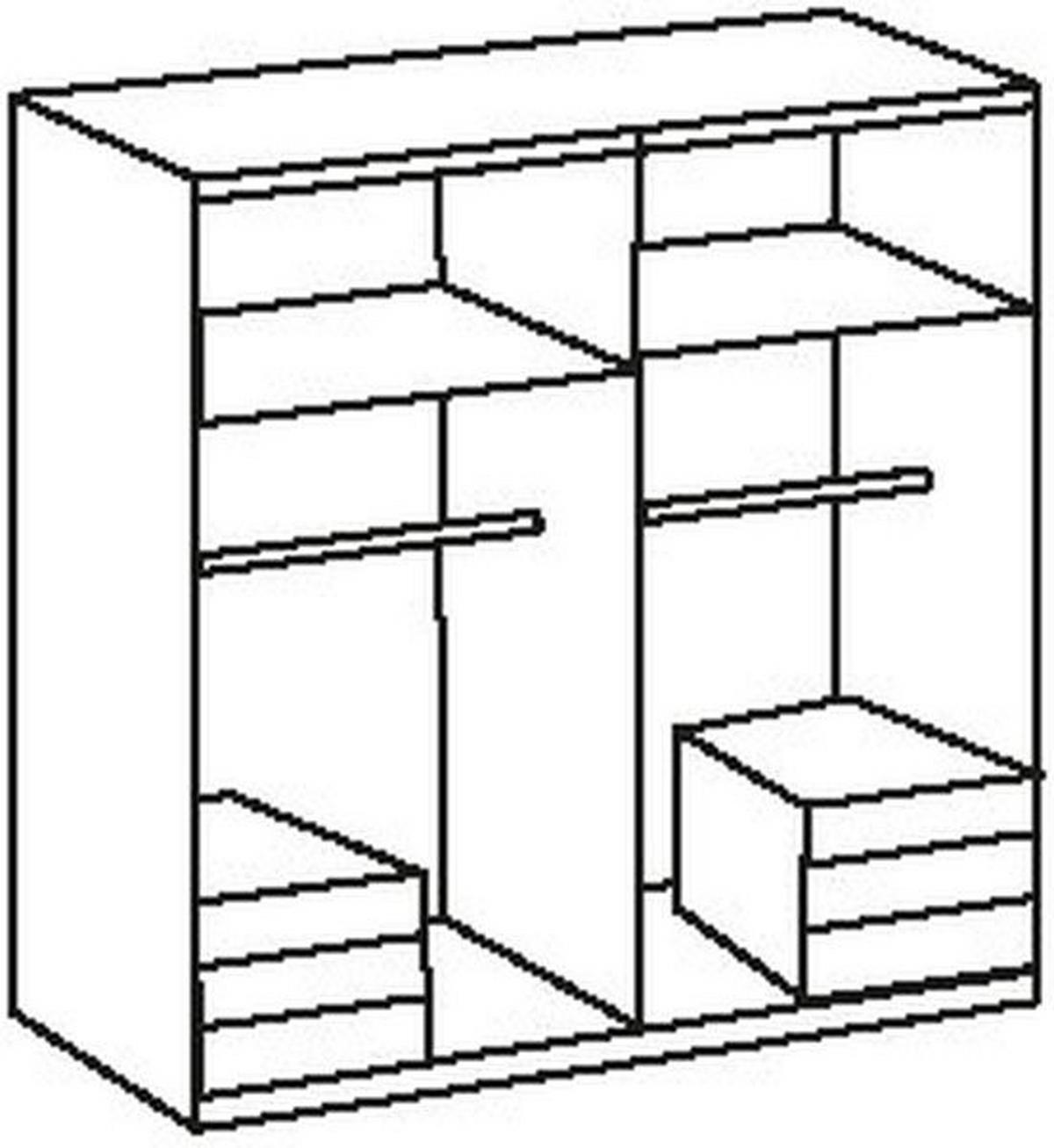 Drehtürenschrank Mit Spiegel 200cm Level 36a, Eichendekor - Eichefarben/Silberfarben, MODERN, Glas/Holzwerkstoff (200/216/58cm) - MID.YOU