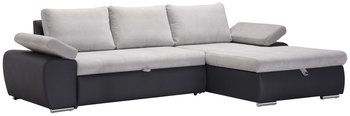 Sarokgarnitúra Joy I - világosszürke/barna, Design, textil (271/85/175cm)