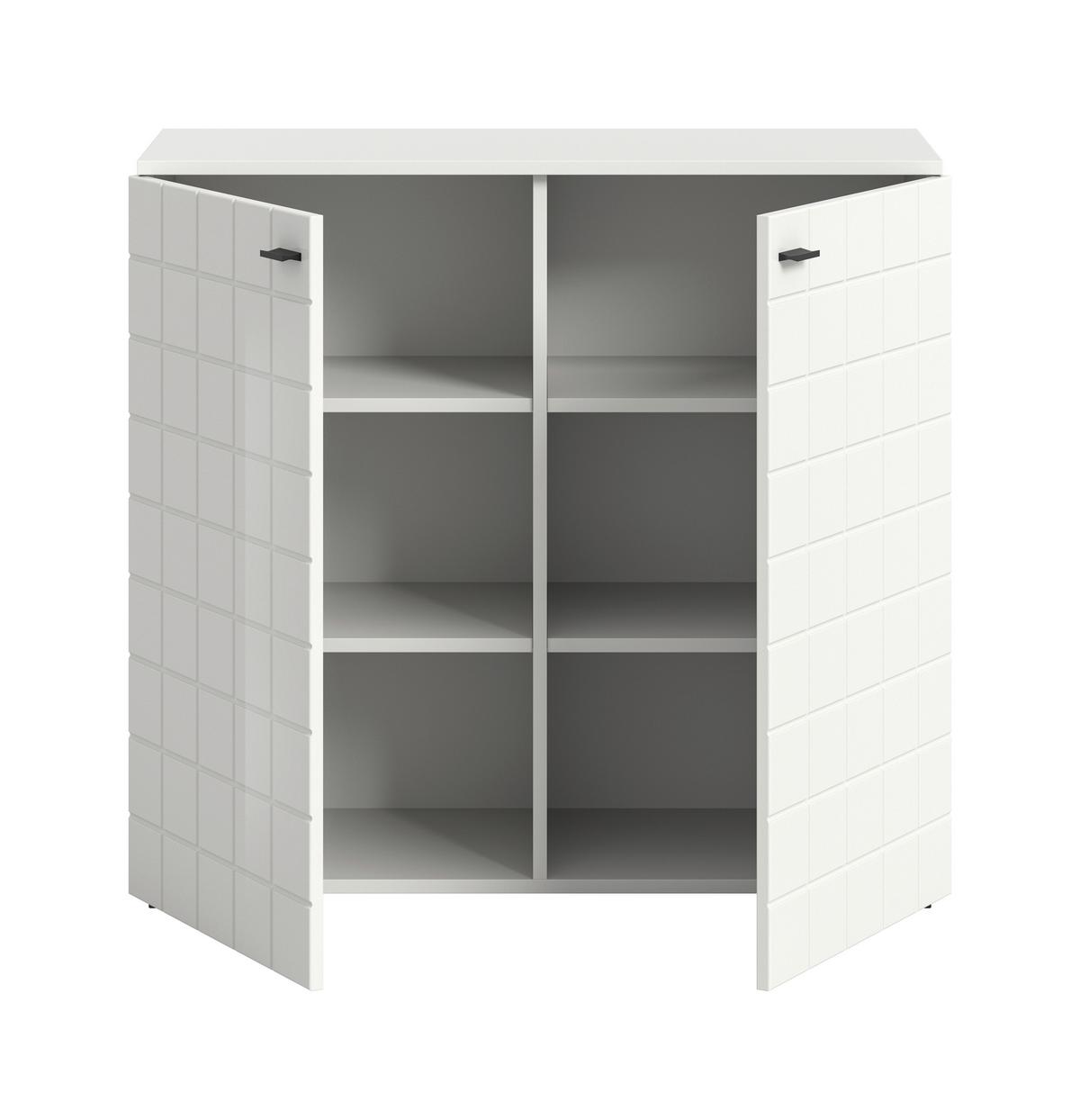 KOMMODE Monte Weiß B: 92 cm - Weiß Hochglanz/Schwarz, Design, Holzwerkstoff (92/86/37cm) - MID.YOU