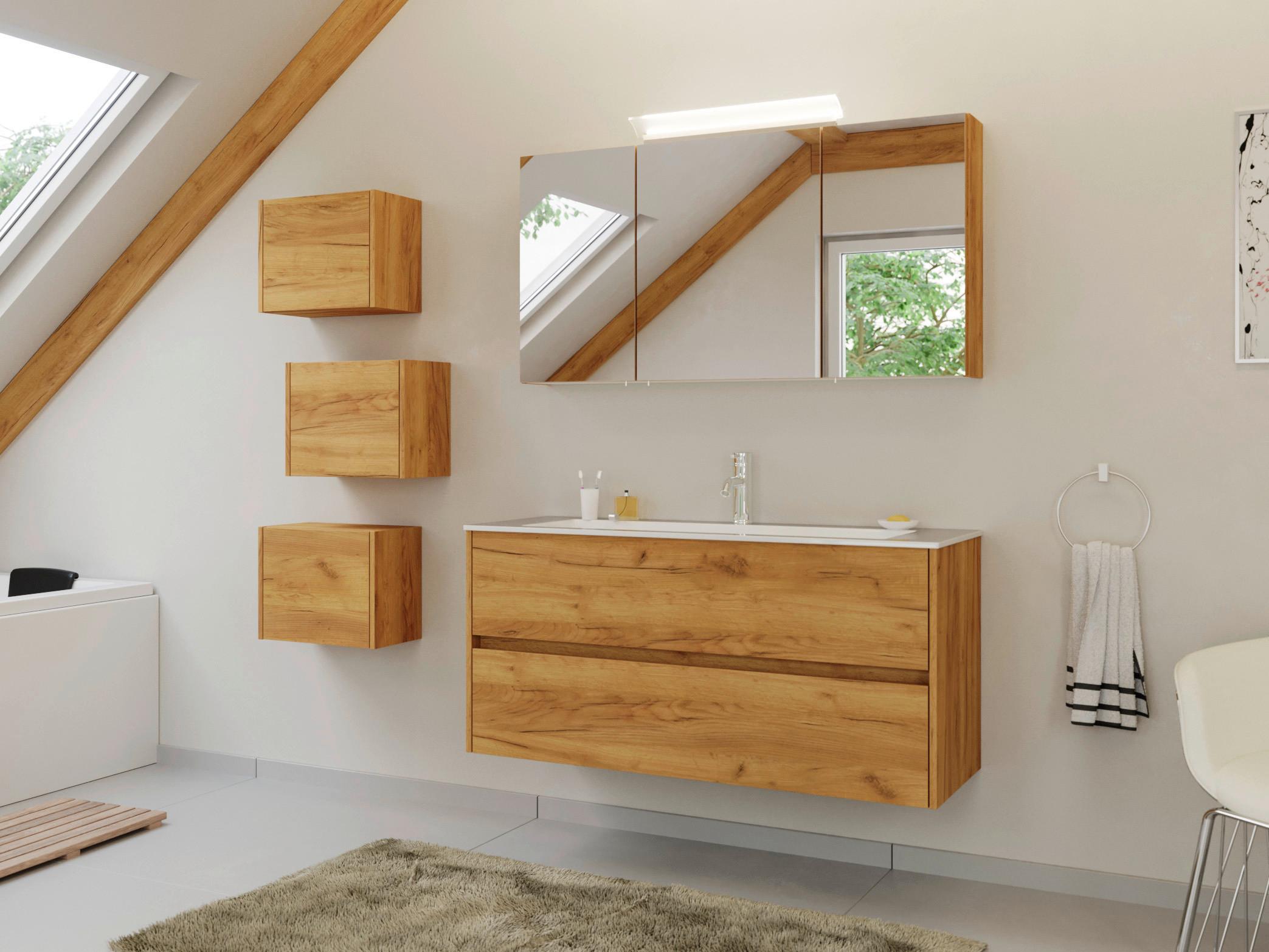 BADEZIMMER Limes, Eichefarben B: 120 cm - Eichefarben/Weiß, Basics, Holzwerkstoff/Stein (120cm) - MID.YOU