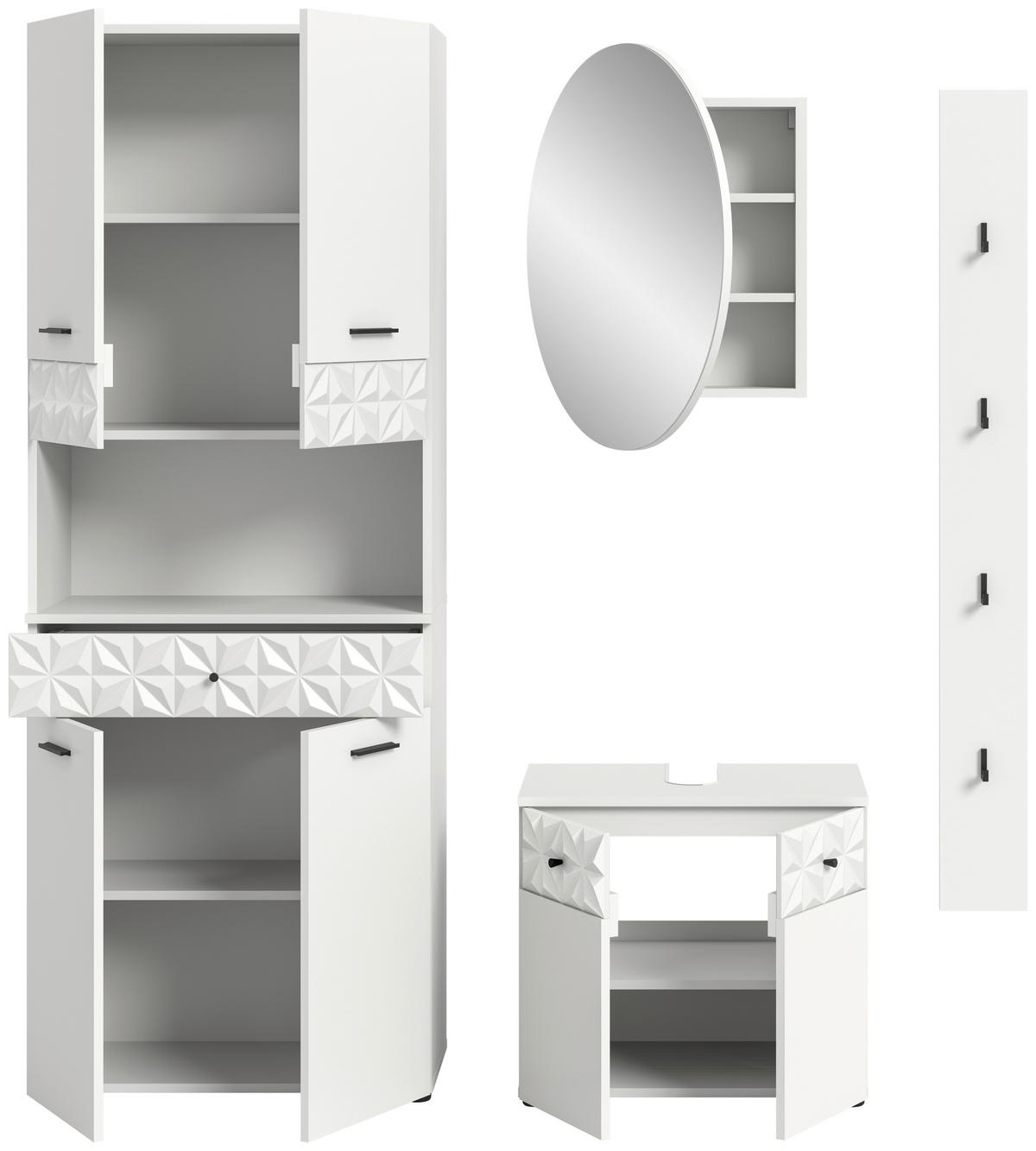 Badezimmer Prisma Weiß B: 146 Cm - Schwarz/Weiß, MODERN, Holzwerkstoff (146cm) - MID.YOU