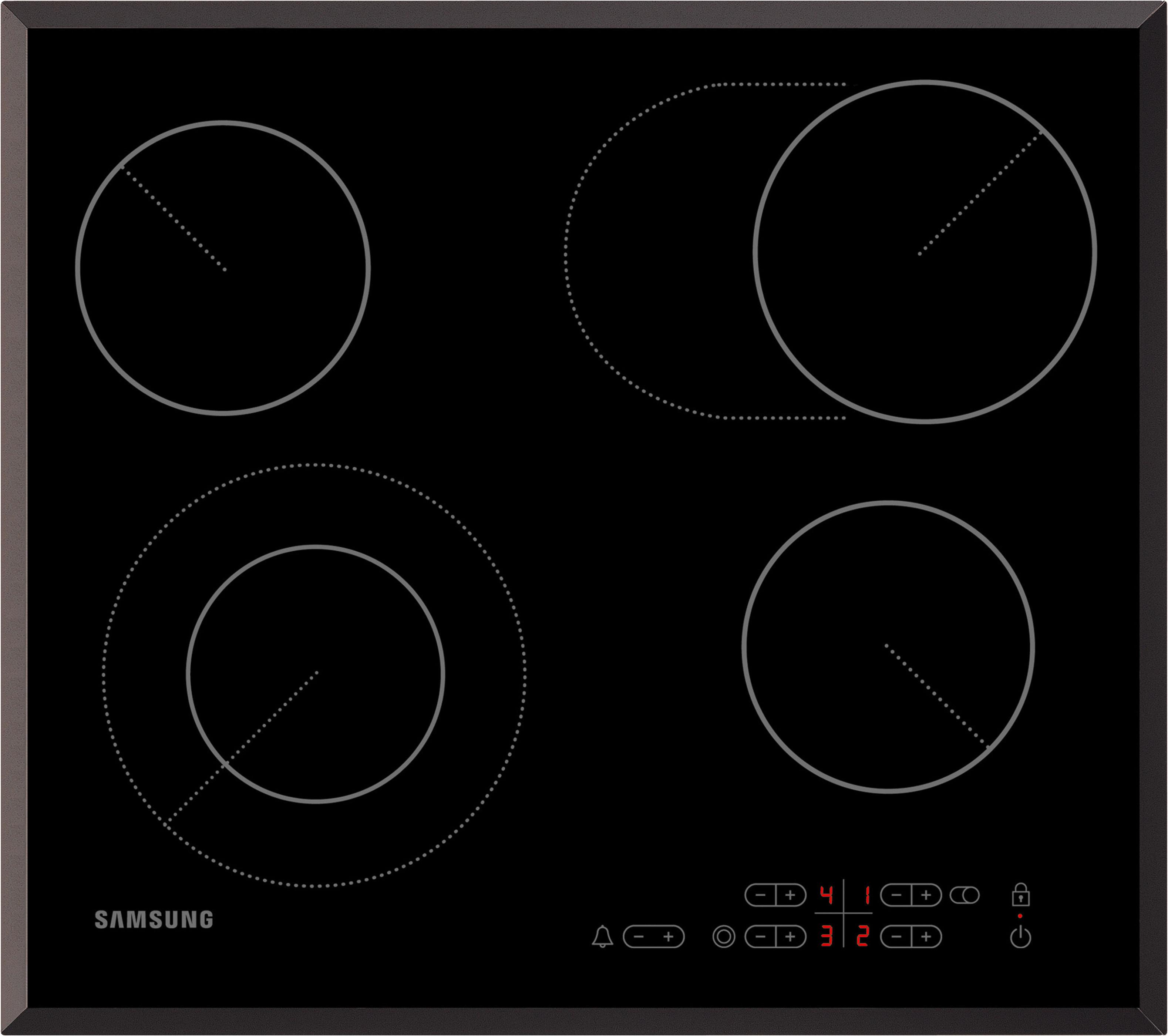 Glaskeramik Kochfeld Autark B: 57,58 Cm Mit Touchfeld - Schwarz, Basics, Glas (57,58/5,26/50,5cm) - Samsung