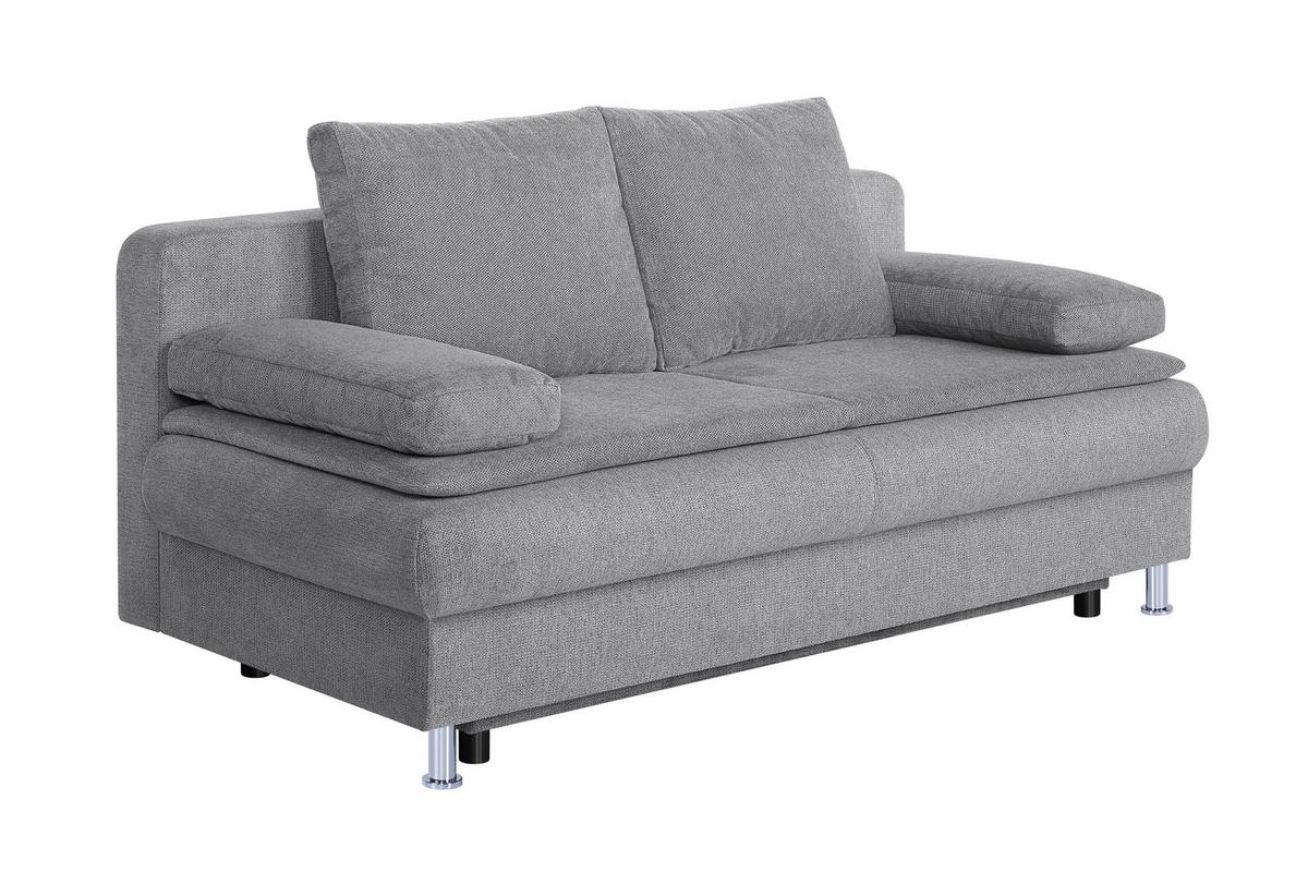 Schlafsofa mit Bettkasten Ken Taupe - Taupe/Chromfarben, Design, Holzwerkstoff/Textil (200/92/90cm) - P & B