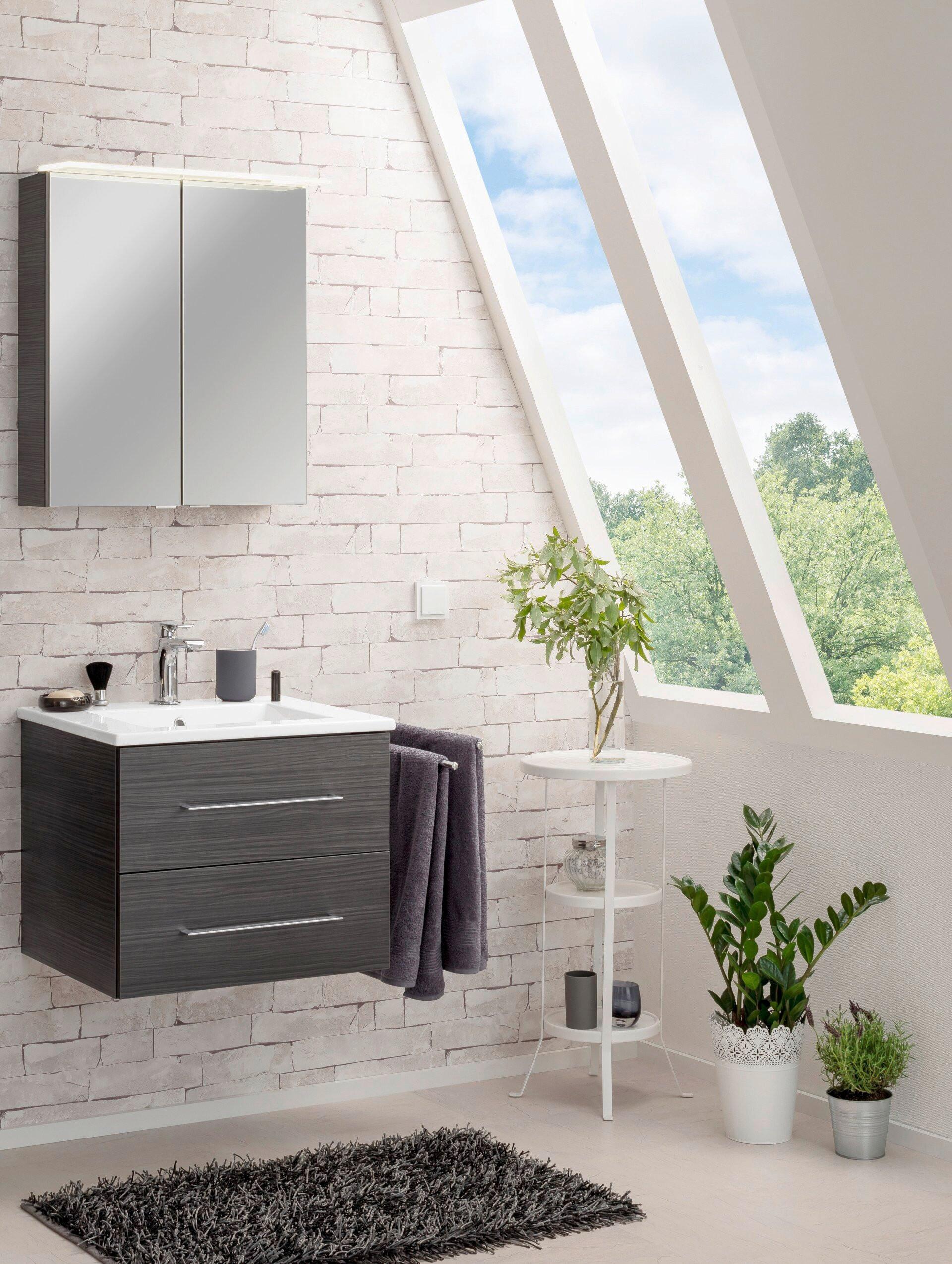 Badezimmer B.Perfekt Eichefarben 3-Teilig - Eichefarben/Silberfarben, Basics, Glas/Keramik (62,2cm) - MID.YOU