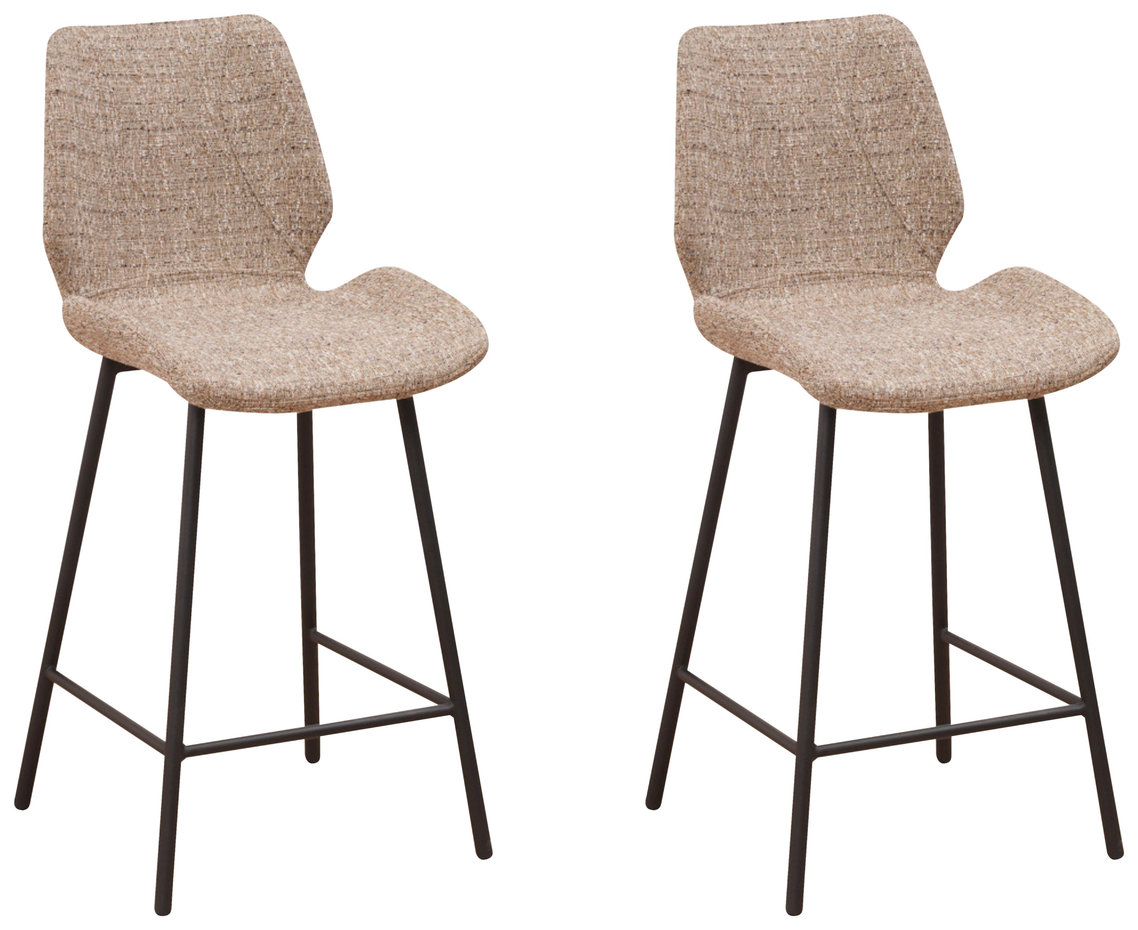 Barhocker-Set Barona Beige B: 47 cm - Beige/Schwarz, MODERN, Textil/Metall (47/99/55cm) - MID.YOU