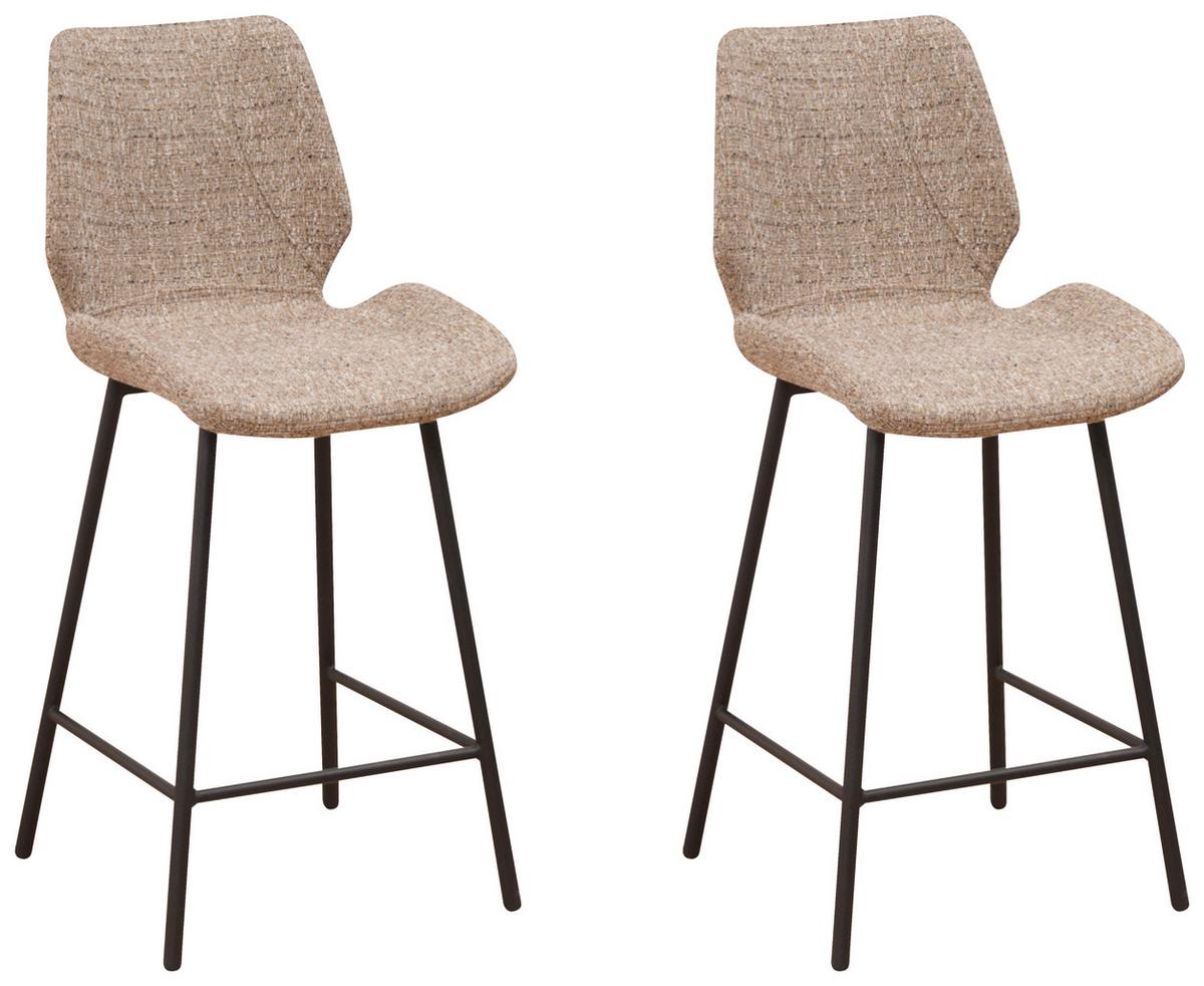 Barhocker-Set Barona Beige B: 47 cm - Beige/Schwarz, MODERN, Textil/Metall (47/99/55cm) - MID.YOU