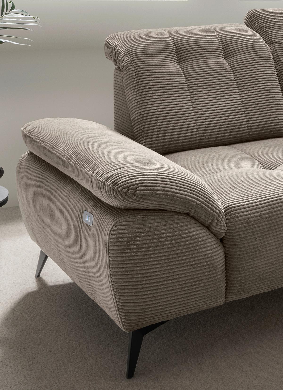 Ecksofa Fiore, Graubraun S: 272x200 cm - Graubraun/Schwarz, MODERN, Textil (272/200cm) - Livetastic