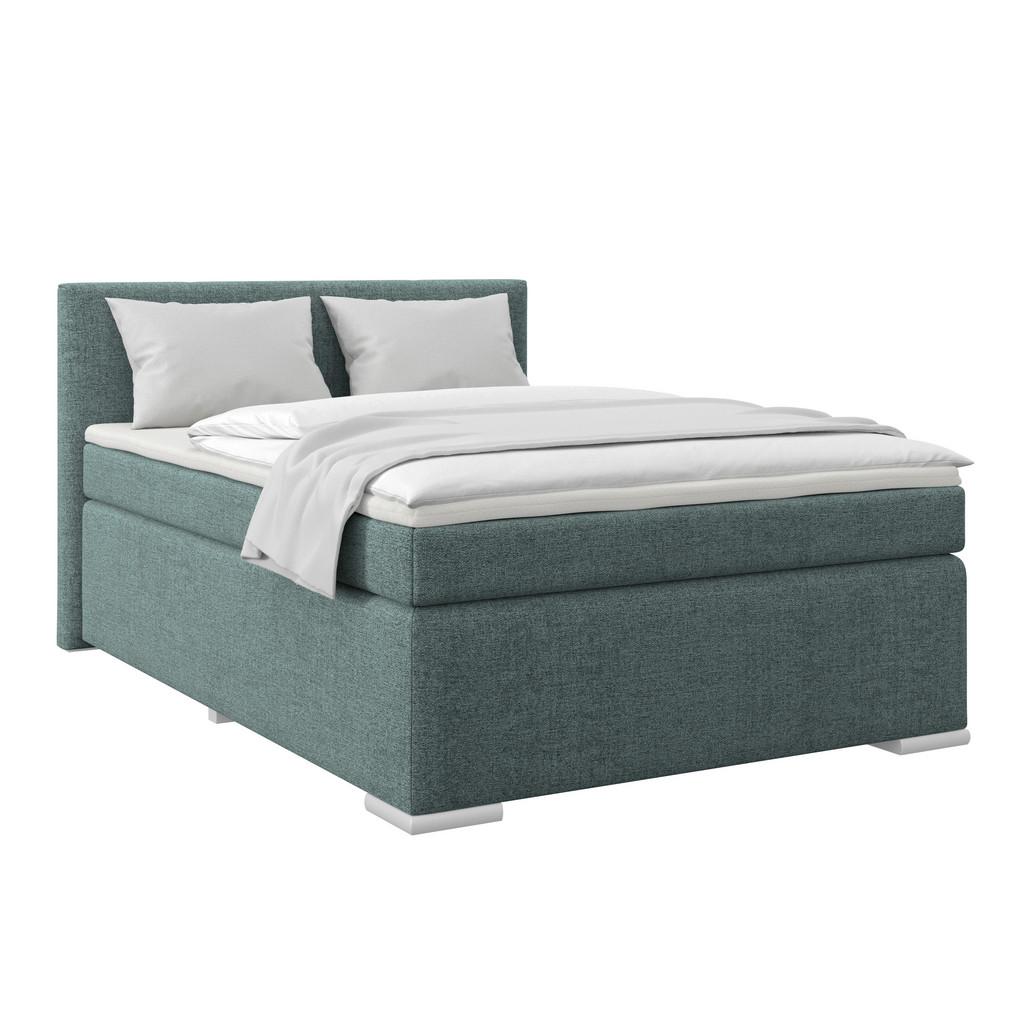 Boxspringbett Mira Webstoff Blau, Lf: 140x200cm