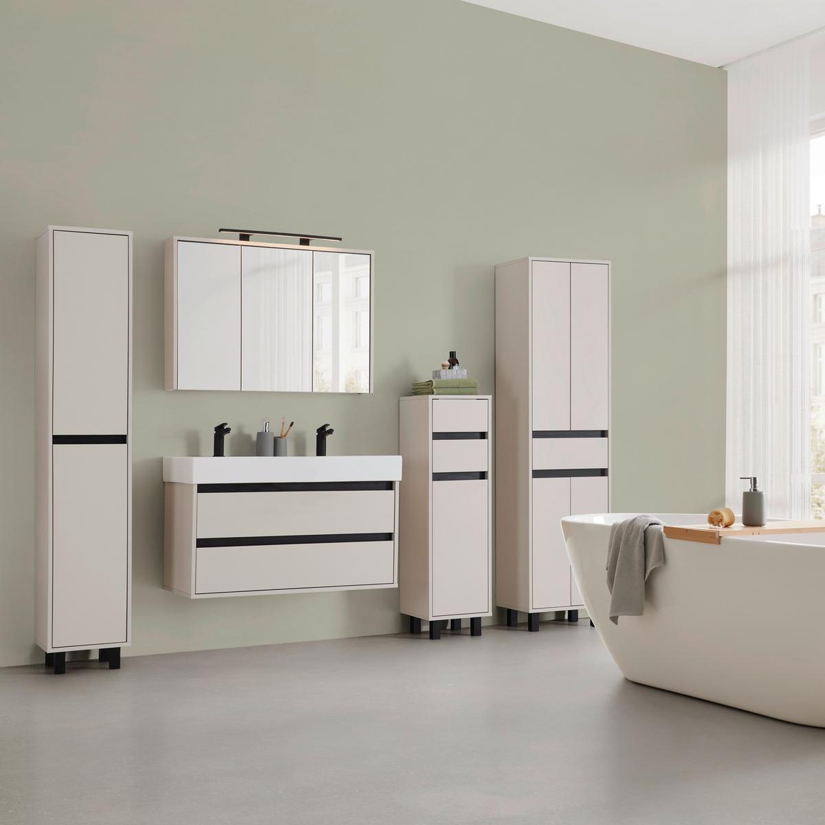 Zrcadlová skříňka SOPHIA - kašmírová, Moderní, kompozitní dřevo/sklo (100/74/17cm) - Mömax