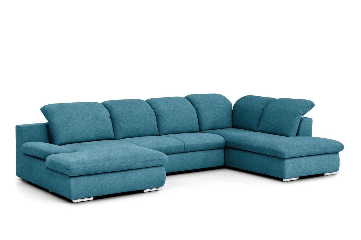 Wohnlandschaft Isona Blau - Chromfarben/Blau, Design, Textil (165/353/212cm) - Livetastic