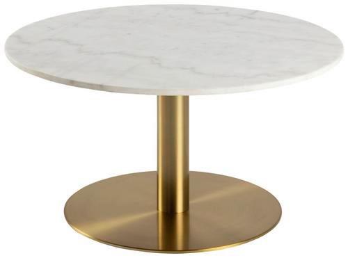 Couchtisch Mit Marmorplatte Corby Trend, Weiß/messing - Messingfarben/Weiß, Trend, Stein/Metall (80/80/45cm) - MID.YOU