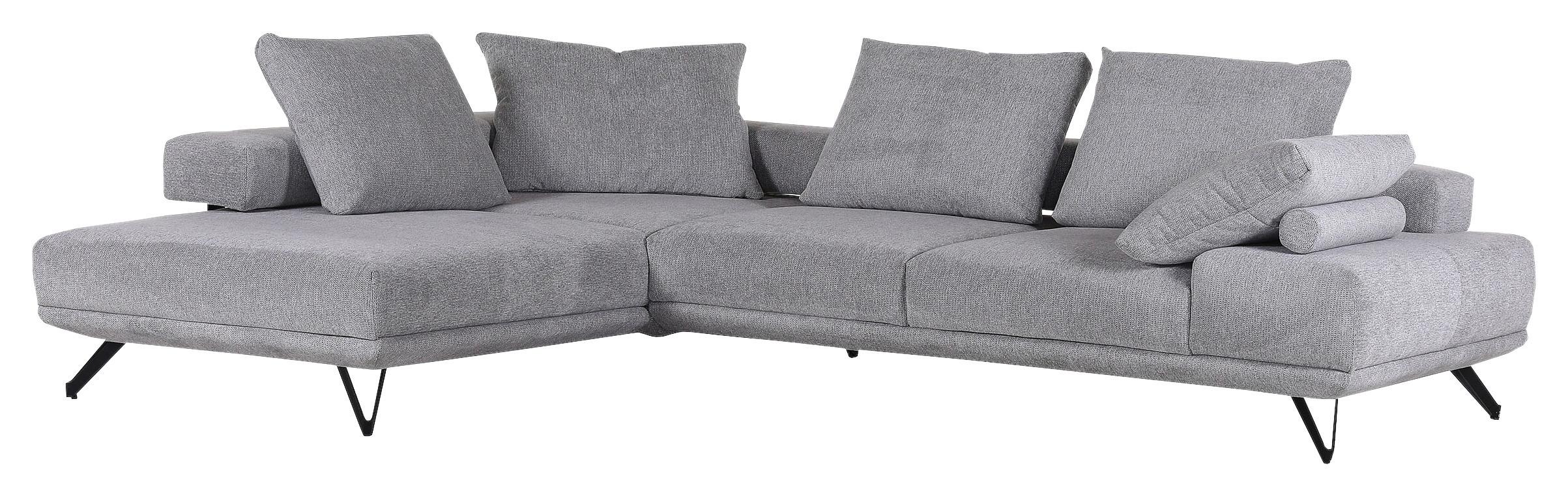 Ecksofa Bolzano - Schwarz/Grau, KONVENTIONELL, Textil (240/310cm) - MID.YOU
