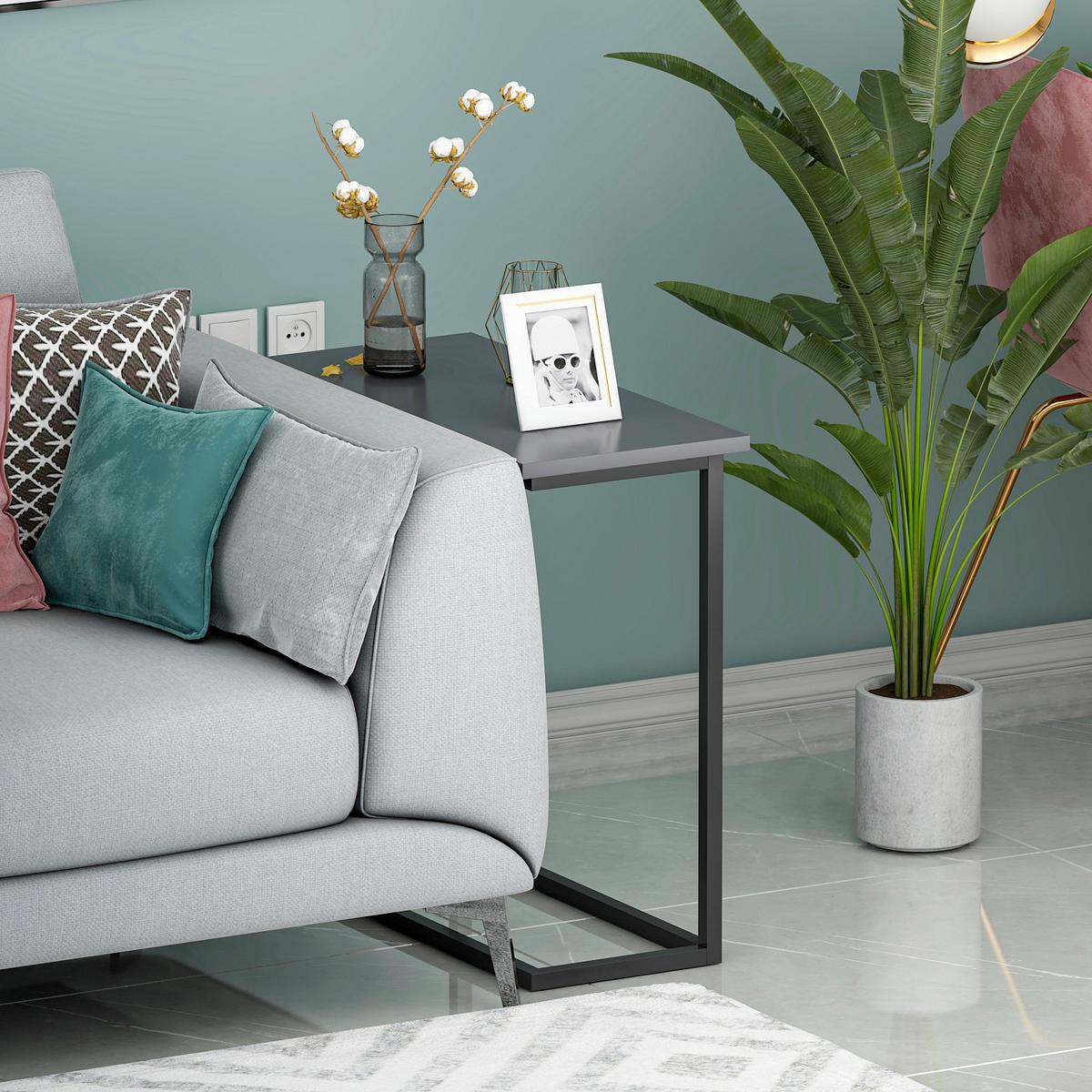 Beistelltisch Narin Anthrazit B: 64 Cm - Anthrazit/Schwarz, Design, Holzwerkstoff/Metall (64/30/62cm) - Livetastic