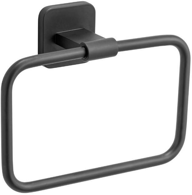 Handtuchhalter Porto Black Schwarz B: 19 cm - Schwarz, MODERN, Metall (19/14,5/6cm) - Wenko