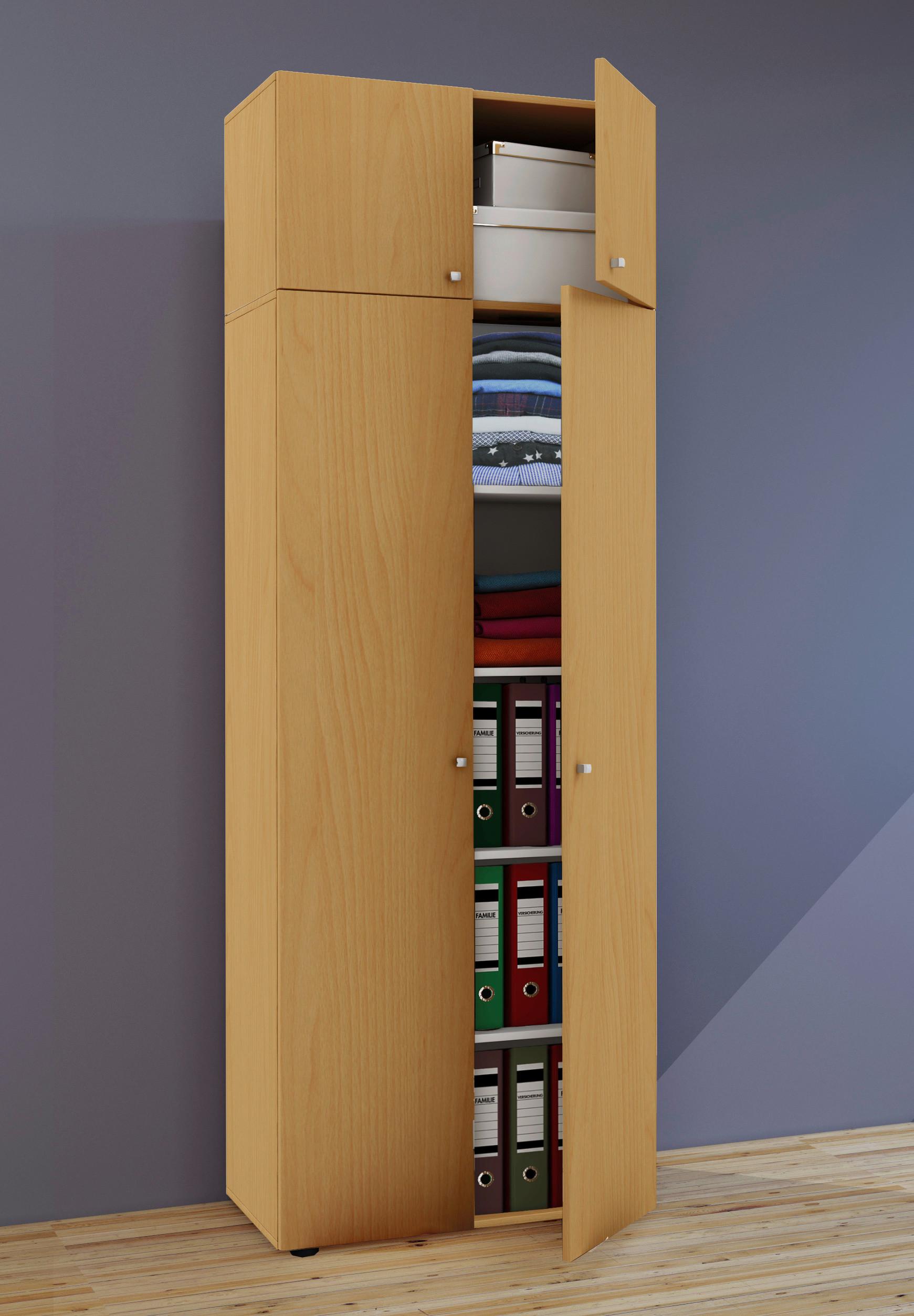 Viacúčelová skriňa VANDOL farby buka - farba buka/čierna, Modern, kompozitné drevo/plast (70/218/39cm) - MID.YOU
