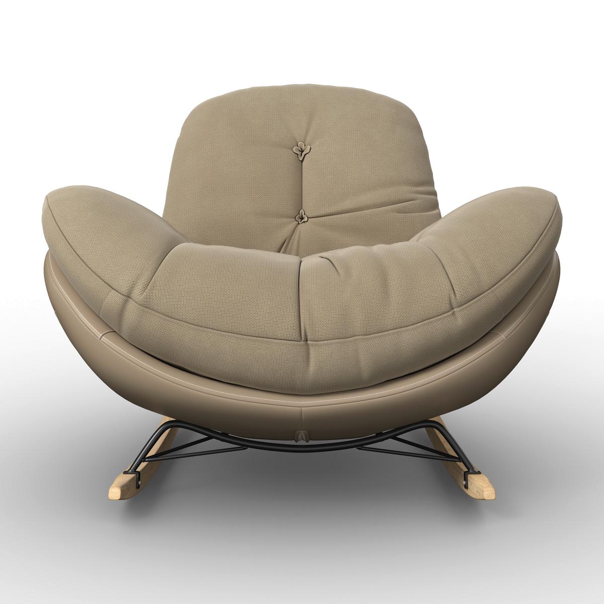 Houpací křeslo ELEA, béžová, max. 140 kg - černá/přírodní barvy, Moderní, kov/dřevo (103/79/109cm) - Bessagi Home